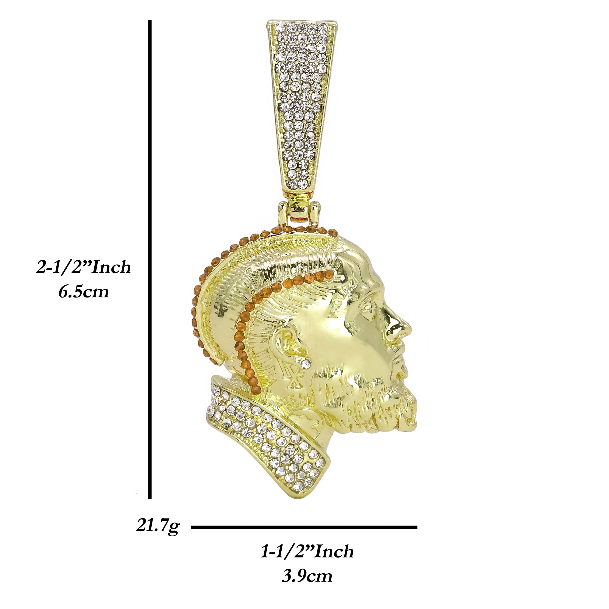 Hip Hop Iced Lab Diamond 18k Gold plated Hustle Face (O) Charm Pendant