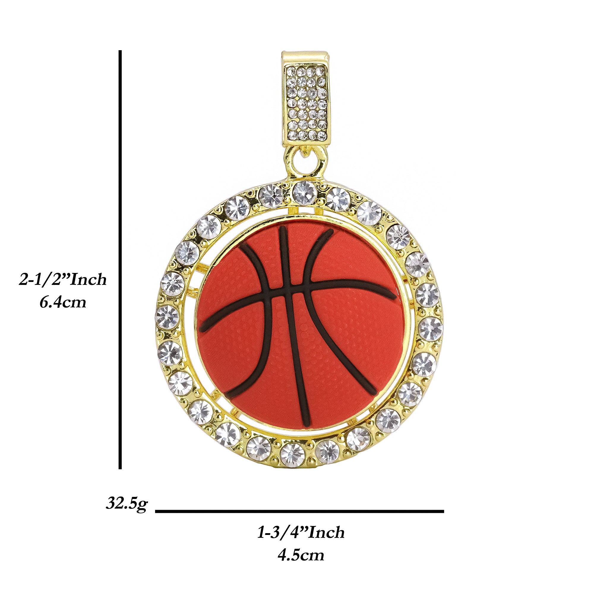 Hip Hop Iced Lab Diamond 18k Gold plated Medallion Basketball Spinner Charm Pendant