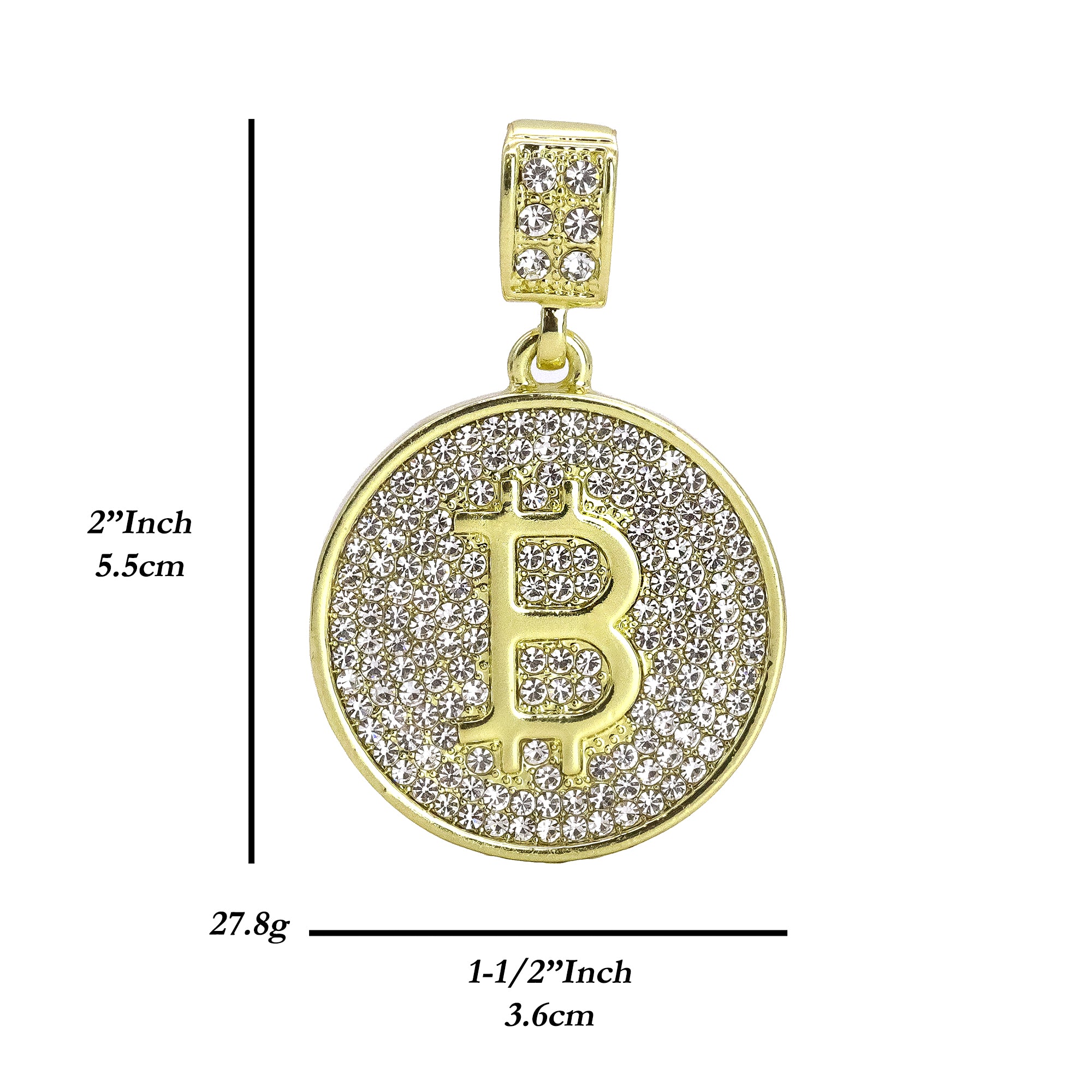Hip Hop Iced Lab Diamond 18k Gold plated Bitcoin Charm Pendant