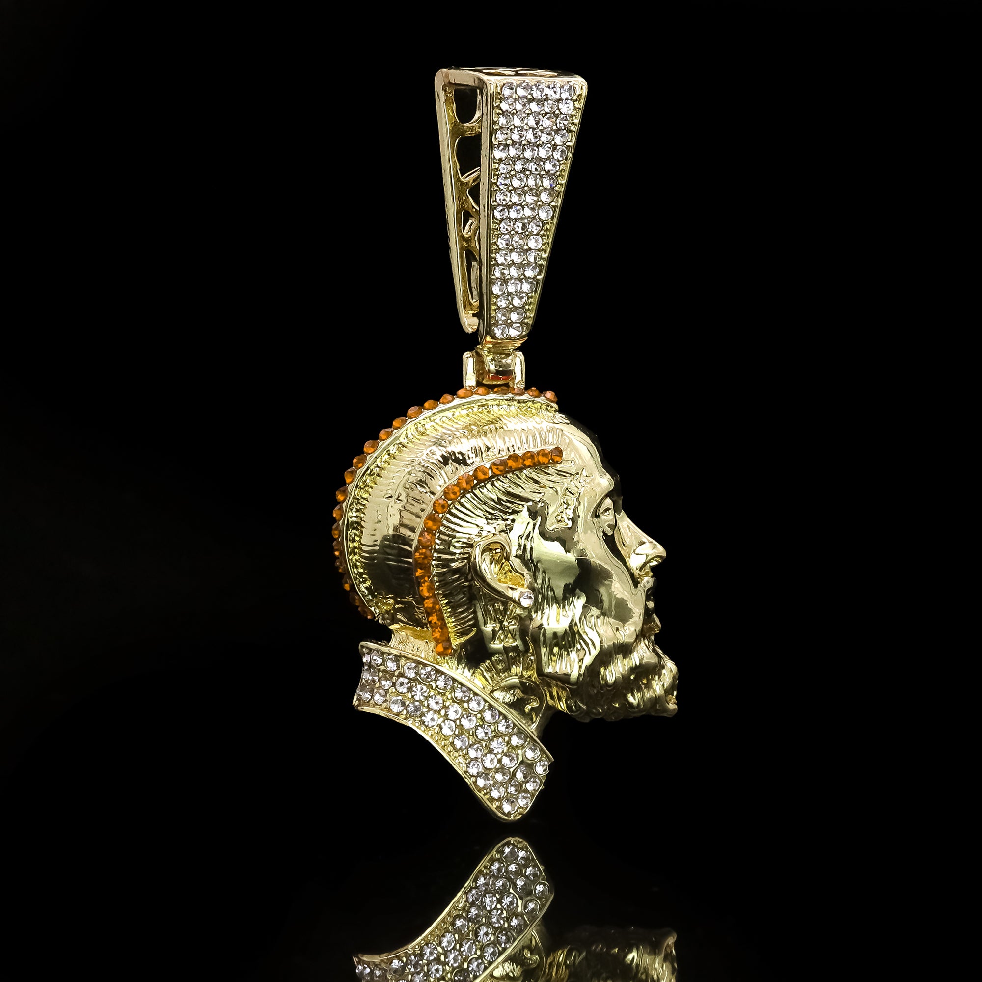 Hip Hop Iced Lab Diamond 18k Gold plated Hustle Face (O) Charm Pendant