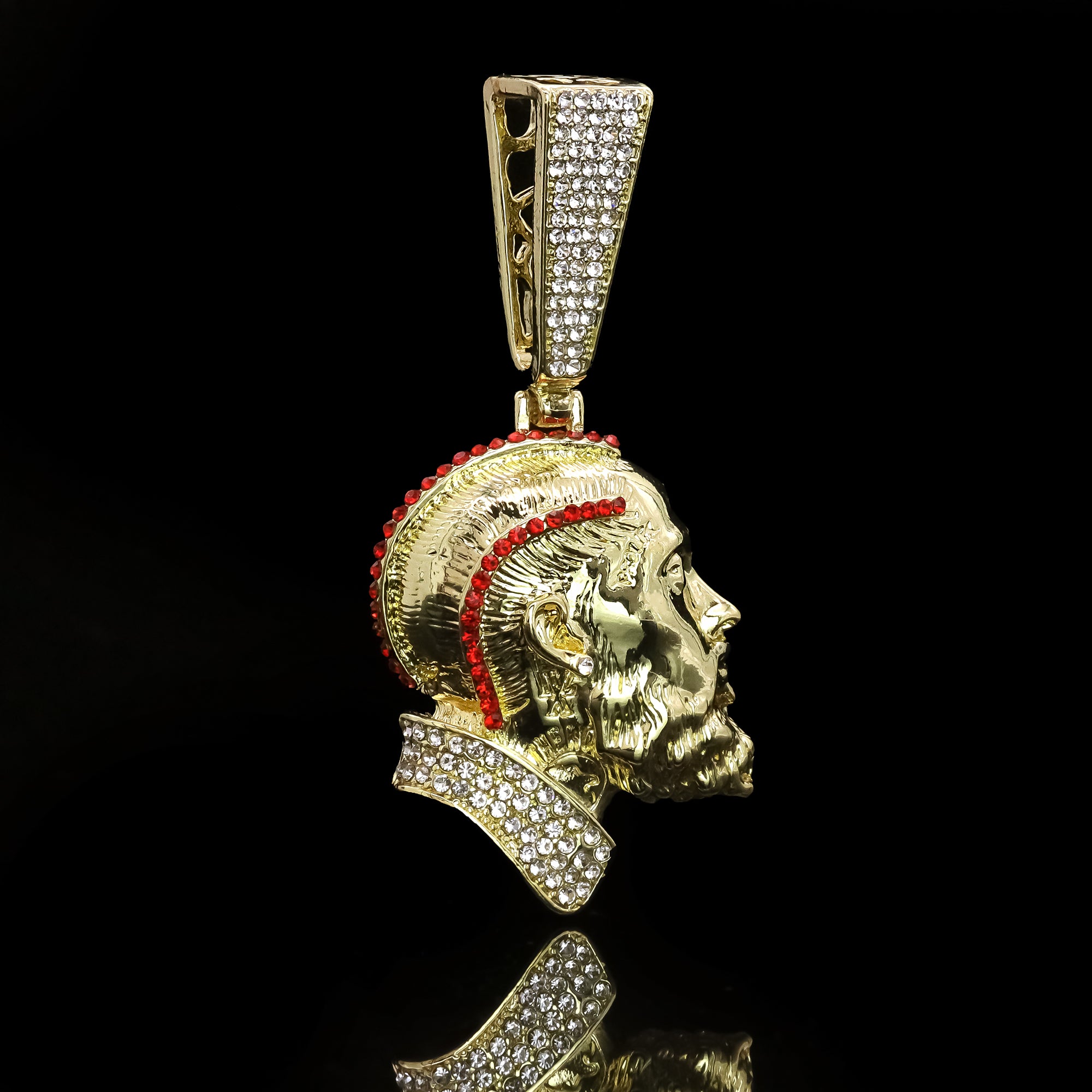 Hip Hop Iced Lab Diamond 18k Gold plated Hustle Face (R) Charm Pendant