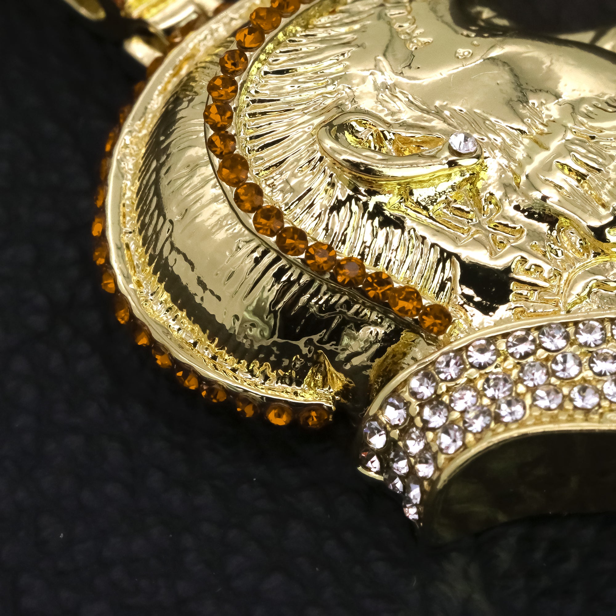 Hip Hop Iced Lab Diamond 18k Gold plated Hustle Face (O) Charm Pendant