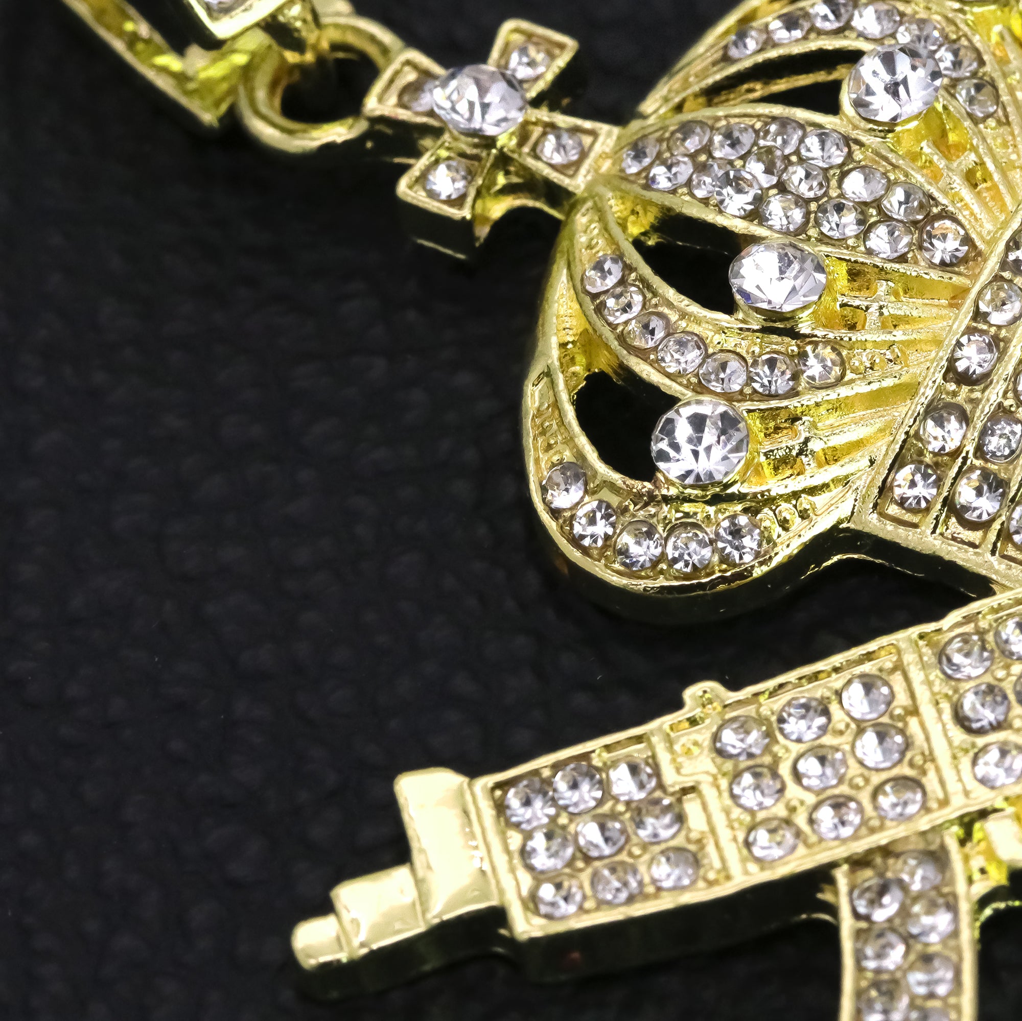 Hip Hop Iced Lab Diamond 18k Gold plated Crown AK47 Gun Charm Pendant