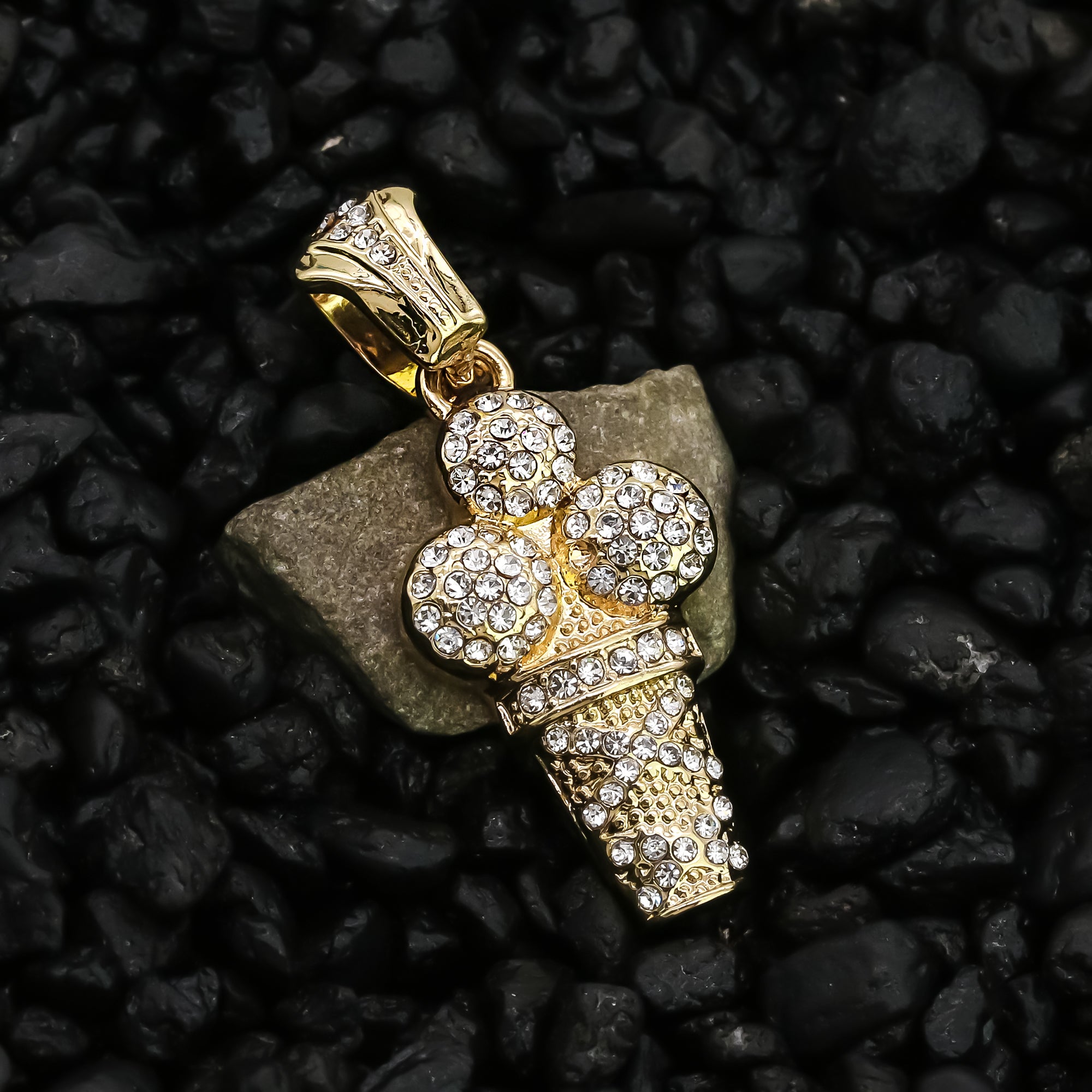 Ice Cream Pendant 24" Rope Chain Men's 18k Gold Plated Jewelry