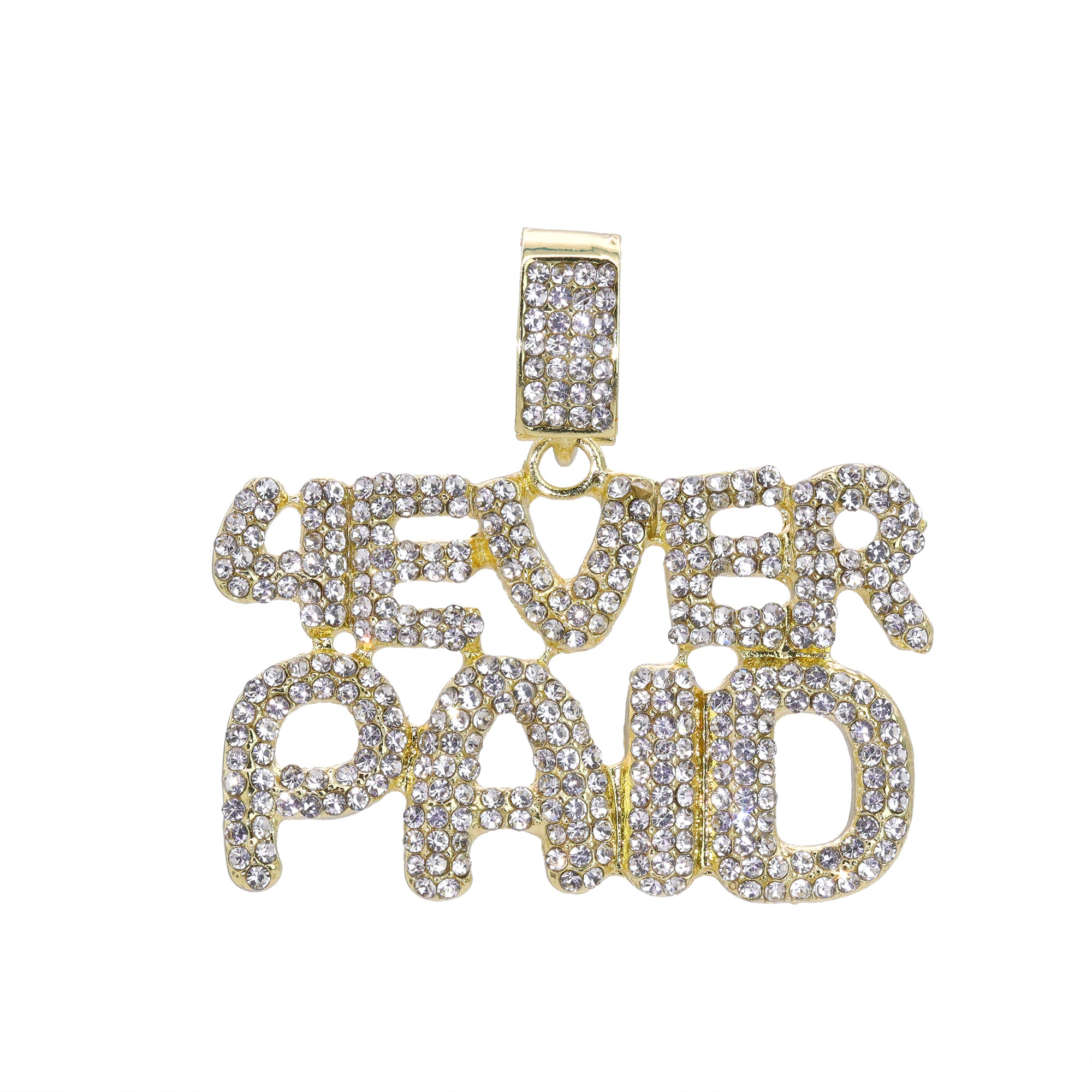 Hip Hop Iced Lab Diamond 18k Gold plated 4 EVER PAID Charm Pendant