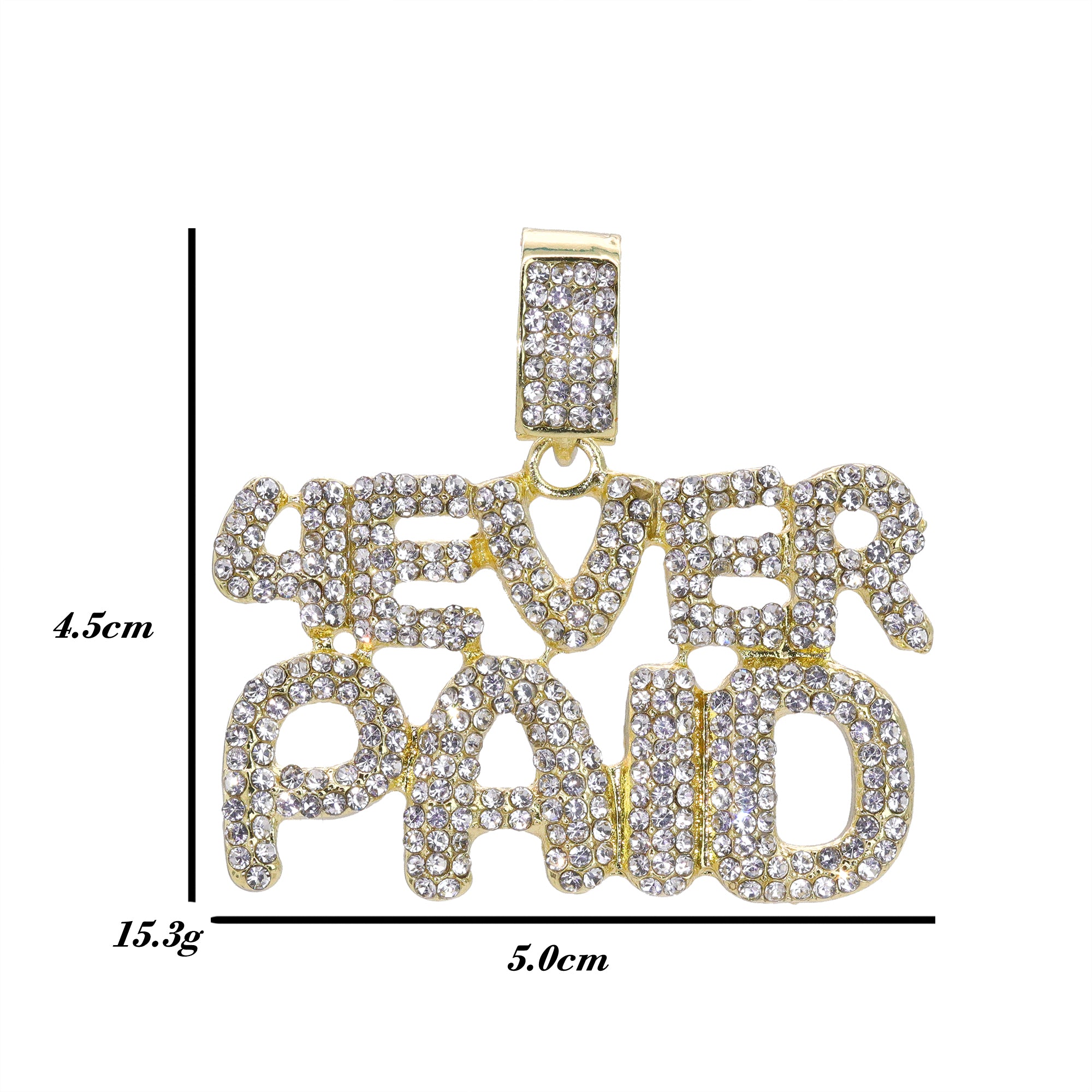 Hip Hop Iced Lab Diamond 18k Gold plated 4 EVER PAID Charm Pendant
