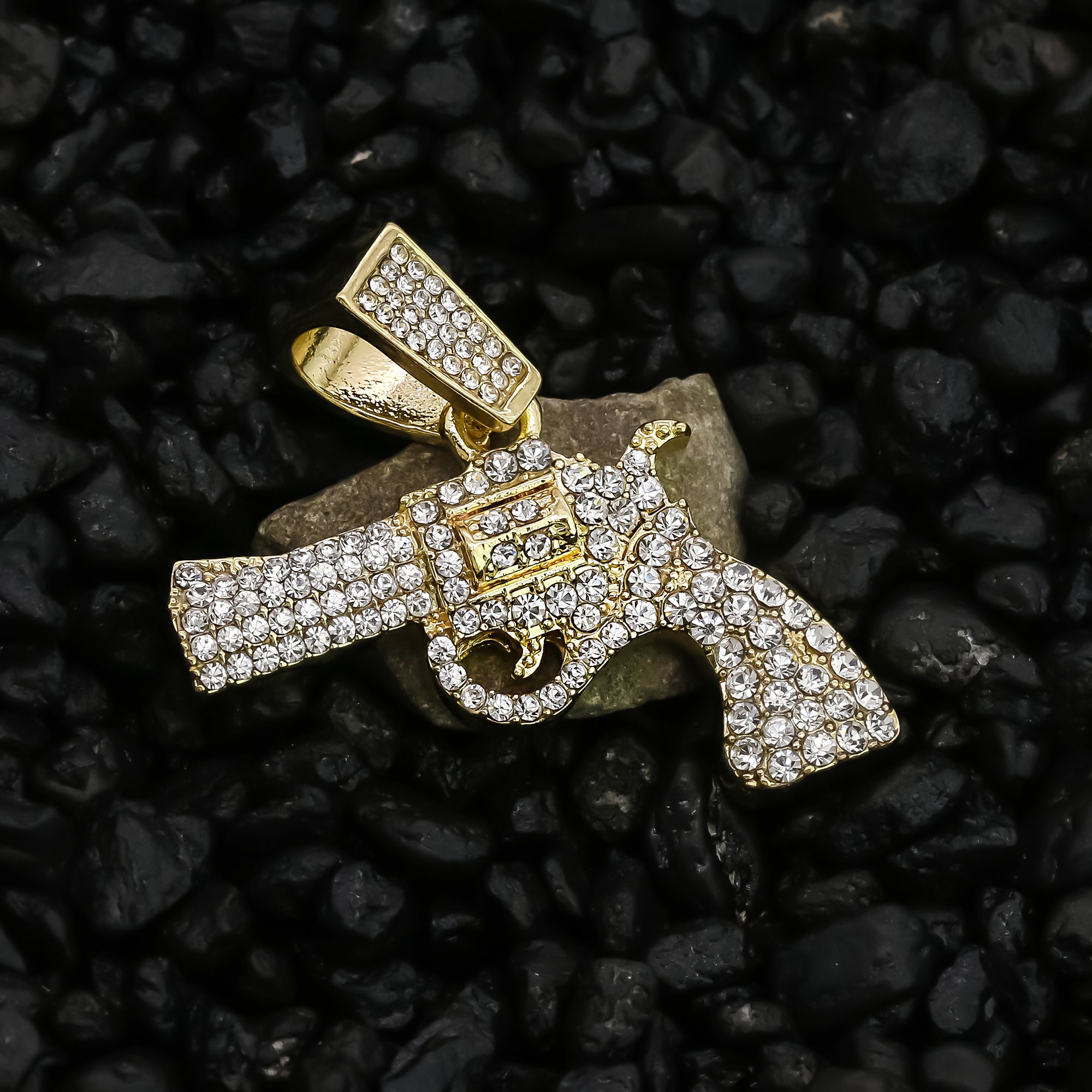Gun Pendant 24" Rope Chain Men's 18k Gold Plated Jewelry