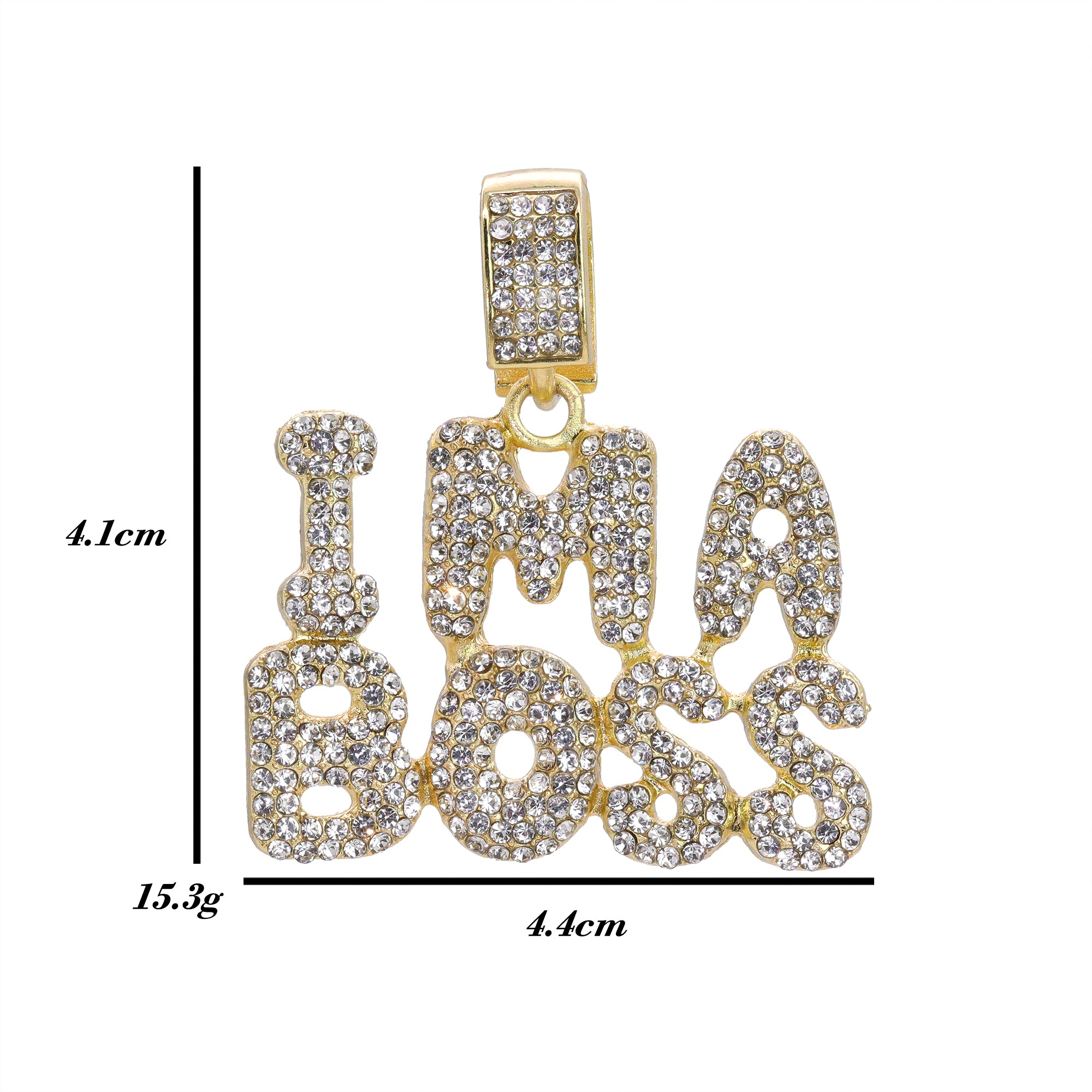 Hip Hop Iced Lab Diamond 18k Gold plated IM A BOSS Charm Pendant