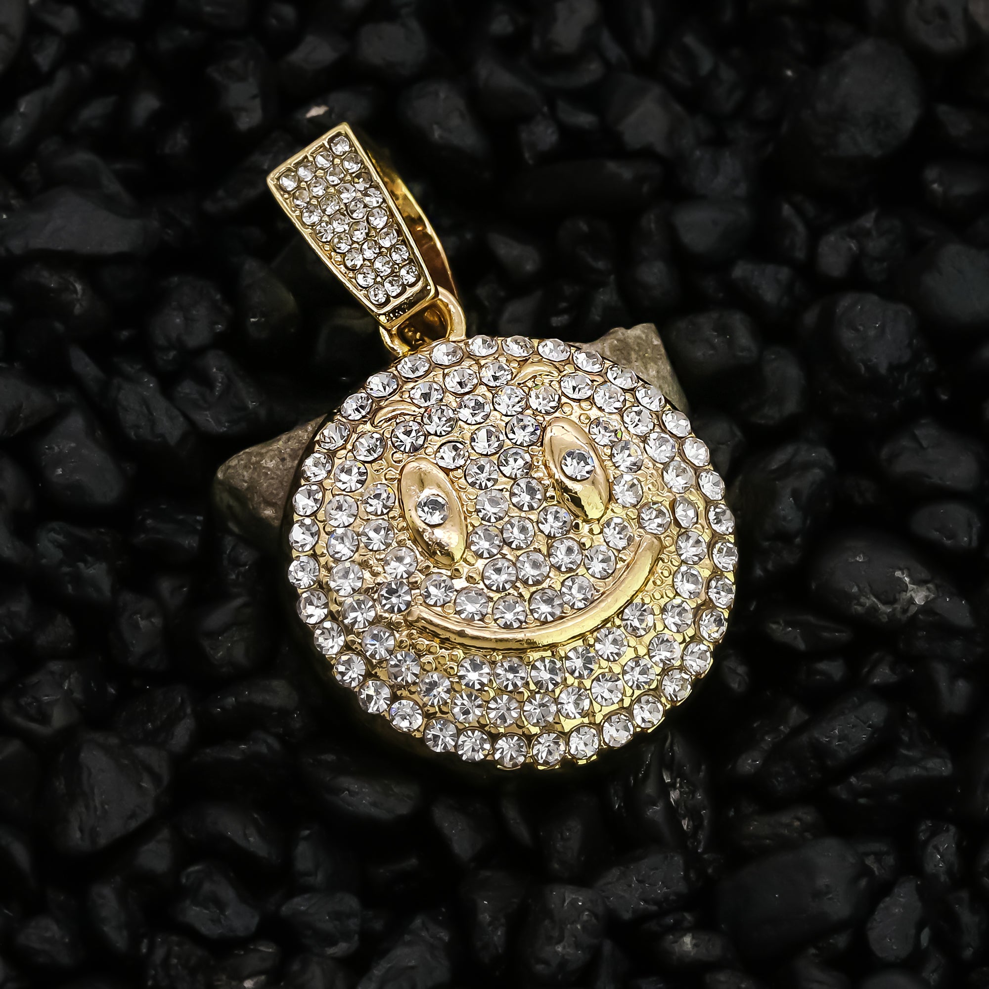 Smile Face Pendant 24" Rope Chain Men's 18k Gold Plated Jewelry