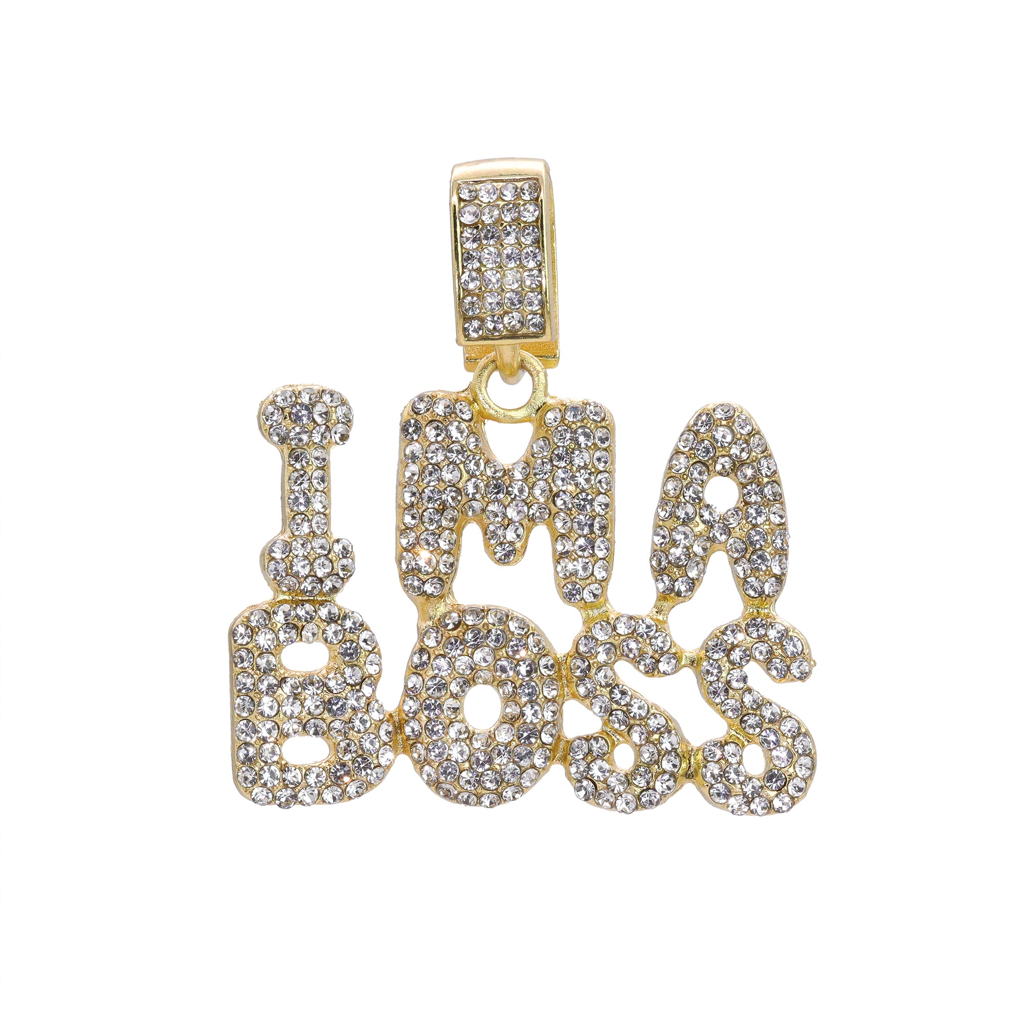 Hip Hop Iced Lab Diamond 18k Gold plated IM A BOSS Charm Pendant