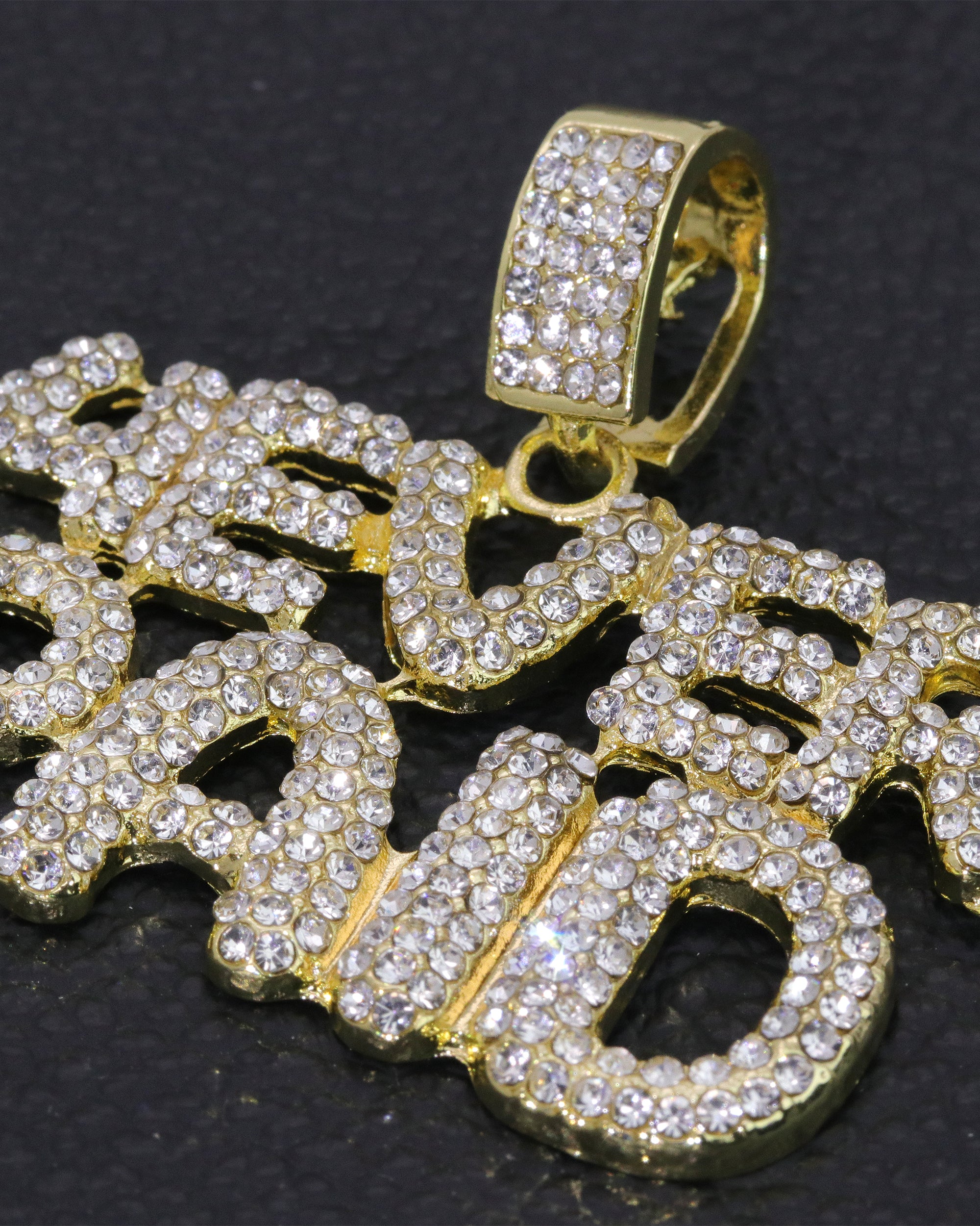 Hip Hop Iced Lab Diamond 18k Gold plated 4 EVER PAID Charm Pendant