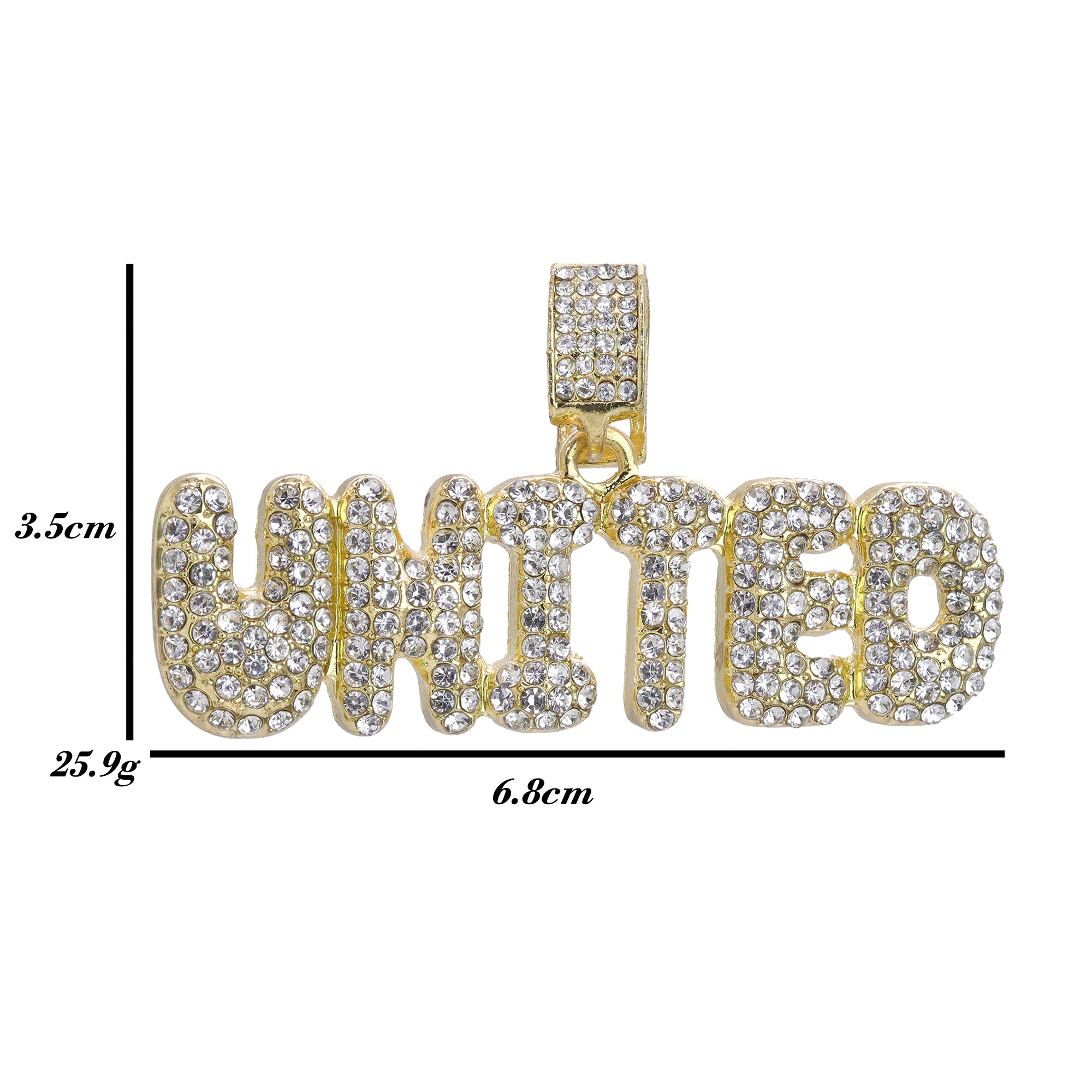 Hip Hop Iced Lab Diamond 18k Gold plated UNITED Charm Pendant