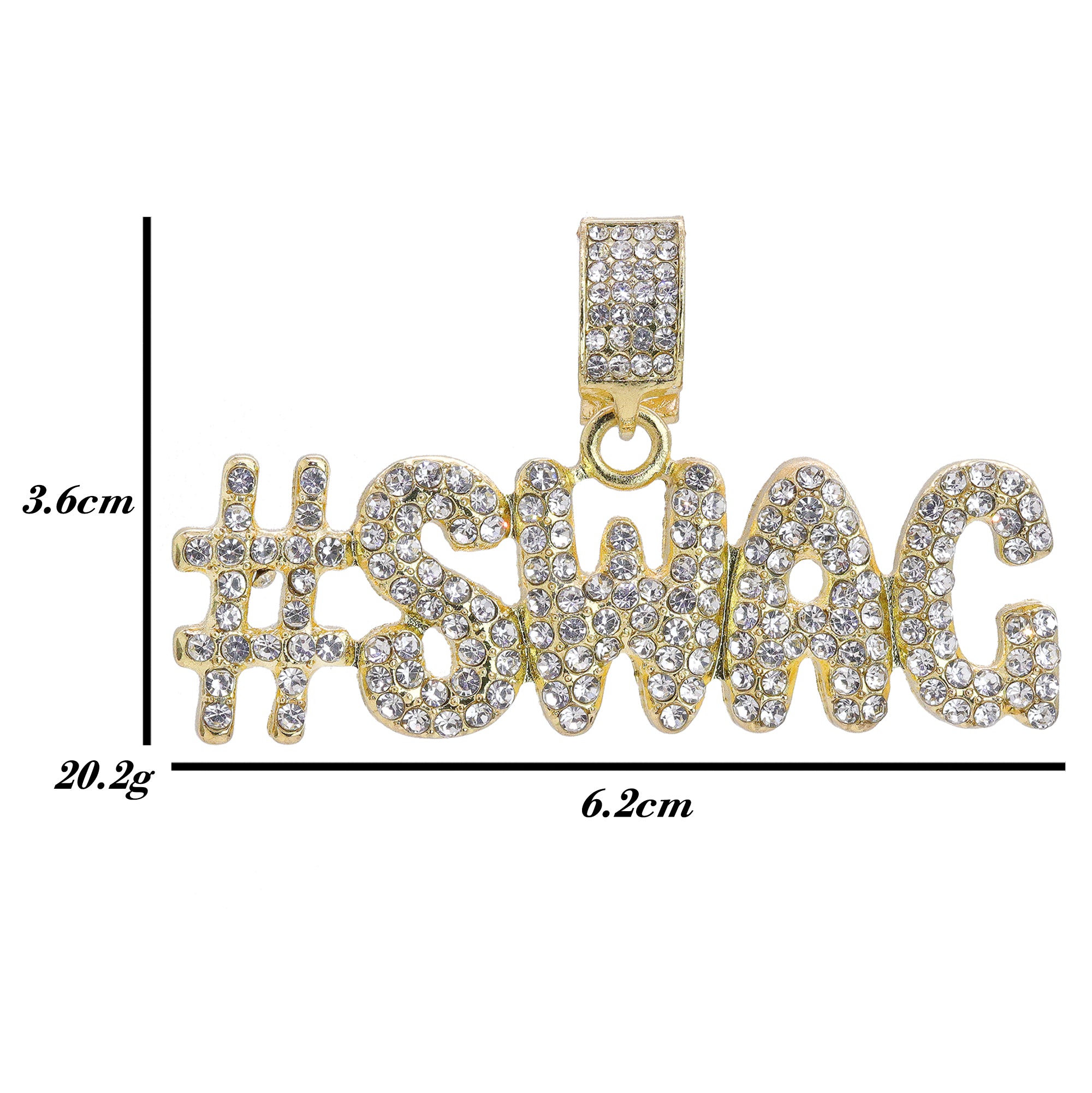 Hip Hop Iced Lab Diamond 18k Gold plated #SWAG Charm Pendant