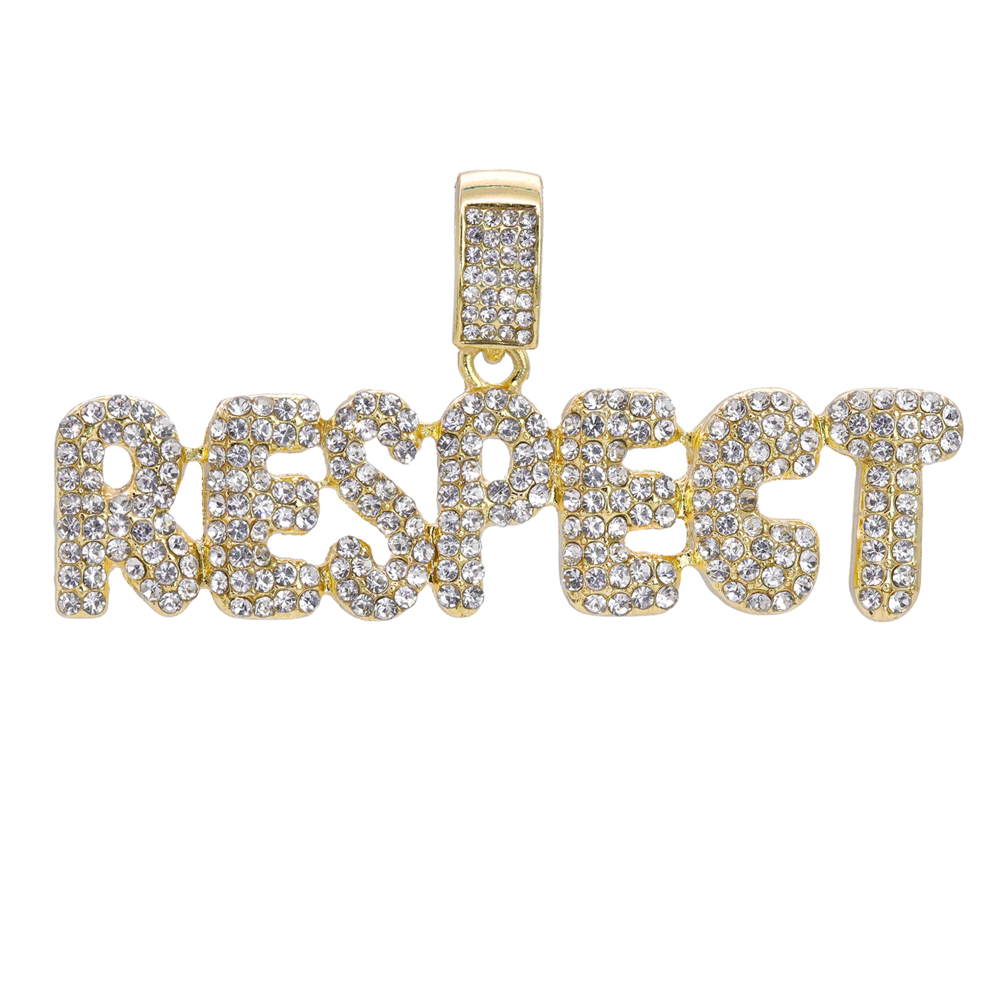 Hip Hop Iced Lab Diamond 18k Gold plated Respect Charm Pendant