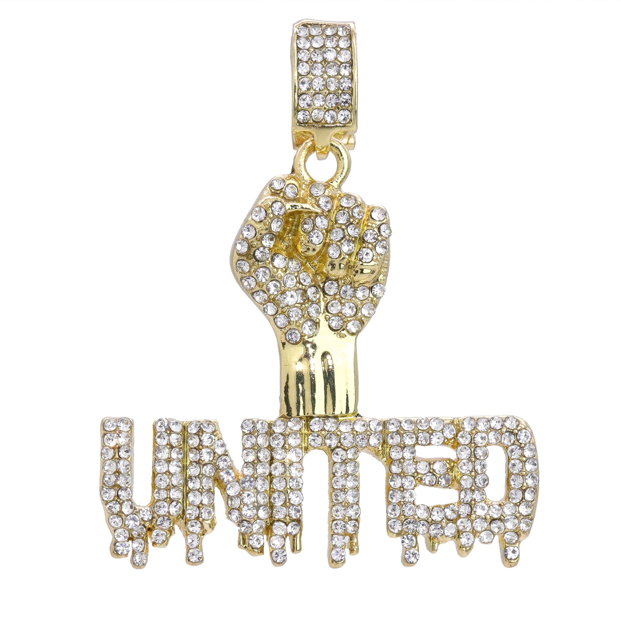 Hip Hop Iced Lab Diamond 18k Gold plated United Fist Charm Pendant
