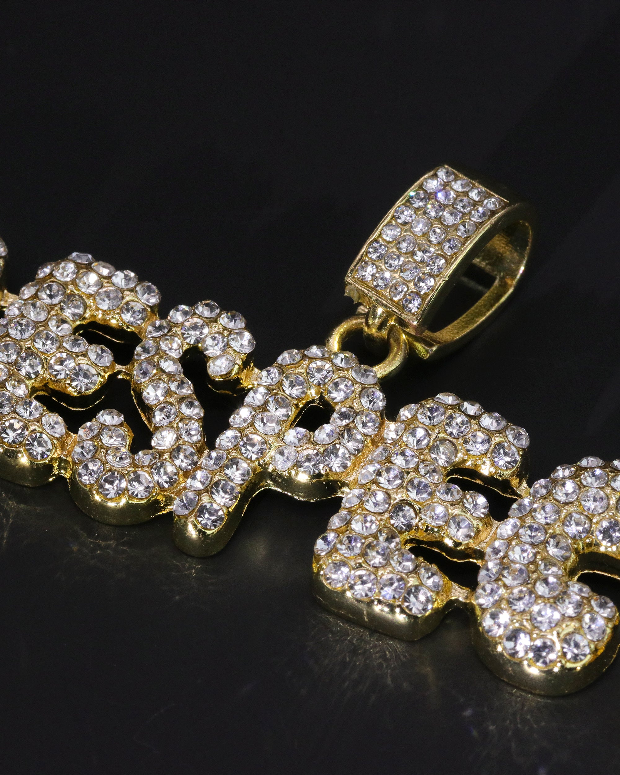Hip Hop Iced Lab Diamond 18k Gold plated Respect Charm Pendant