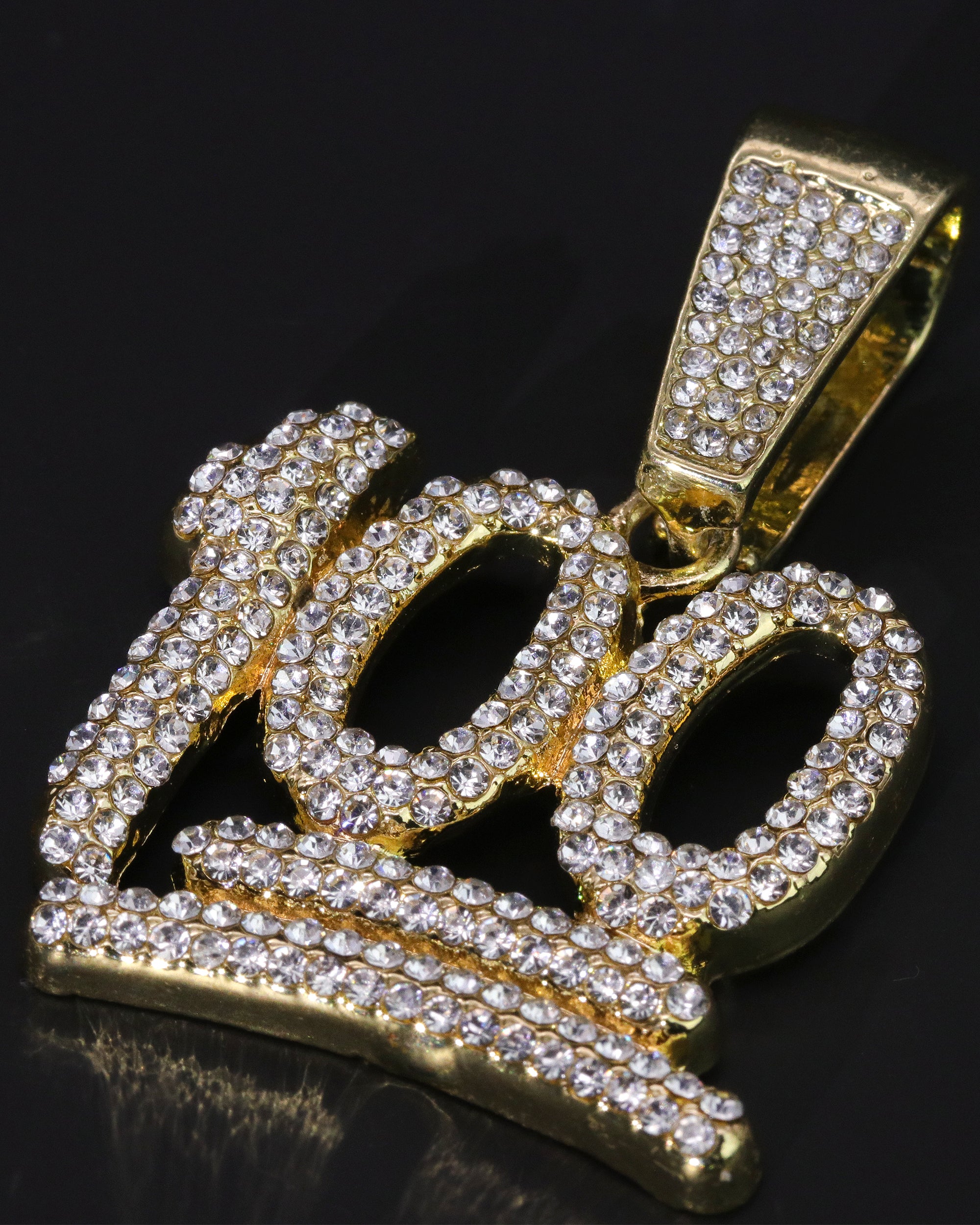 Hip Hop Iced Lab Diamond 18k Gold plated 100 Emoji Charm Pendant