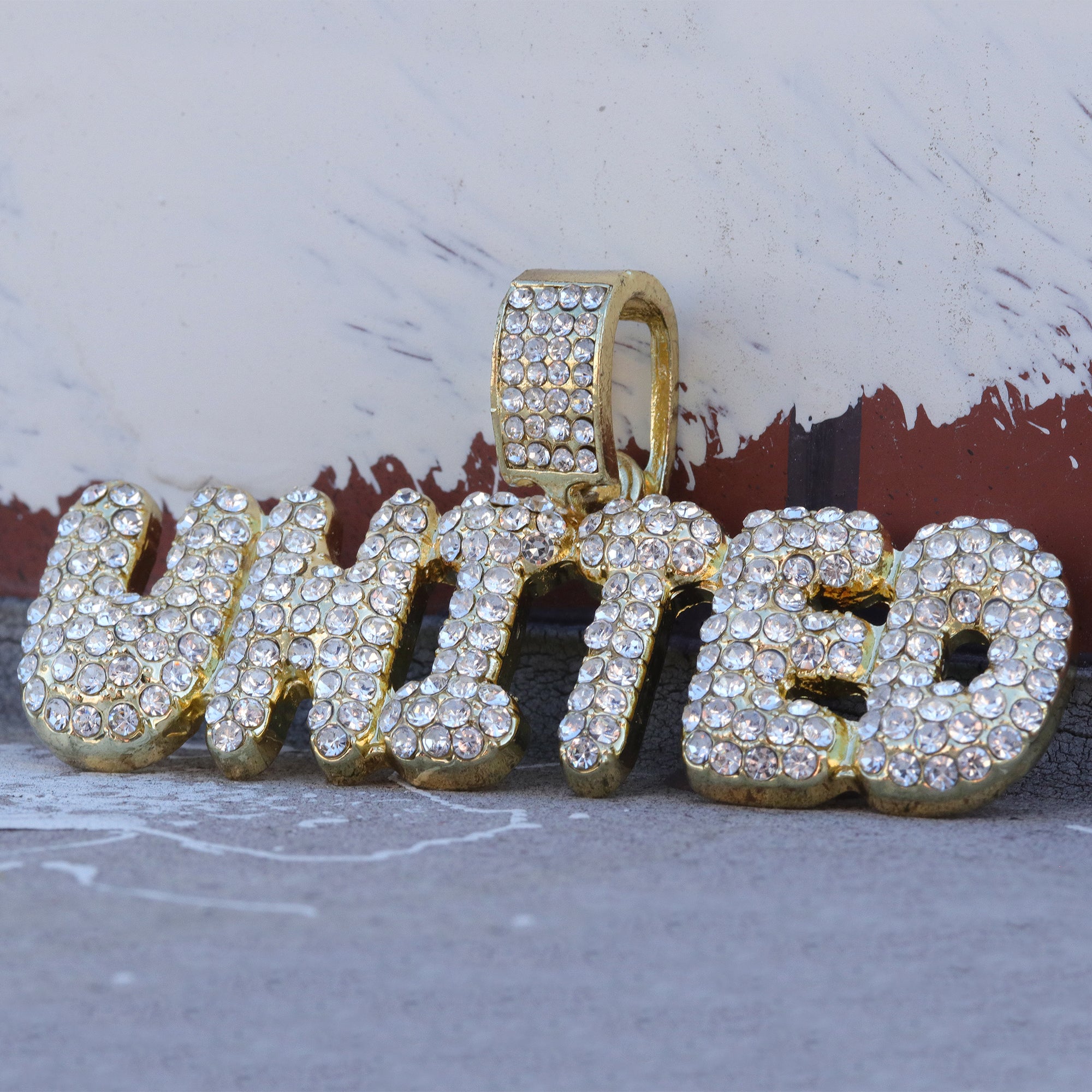 Hip Hop Iced Lab Diamond 18k Gold plated UNITED Charm Pendant