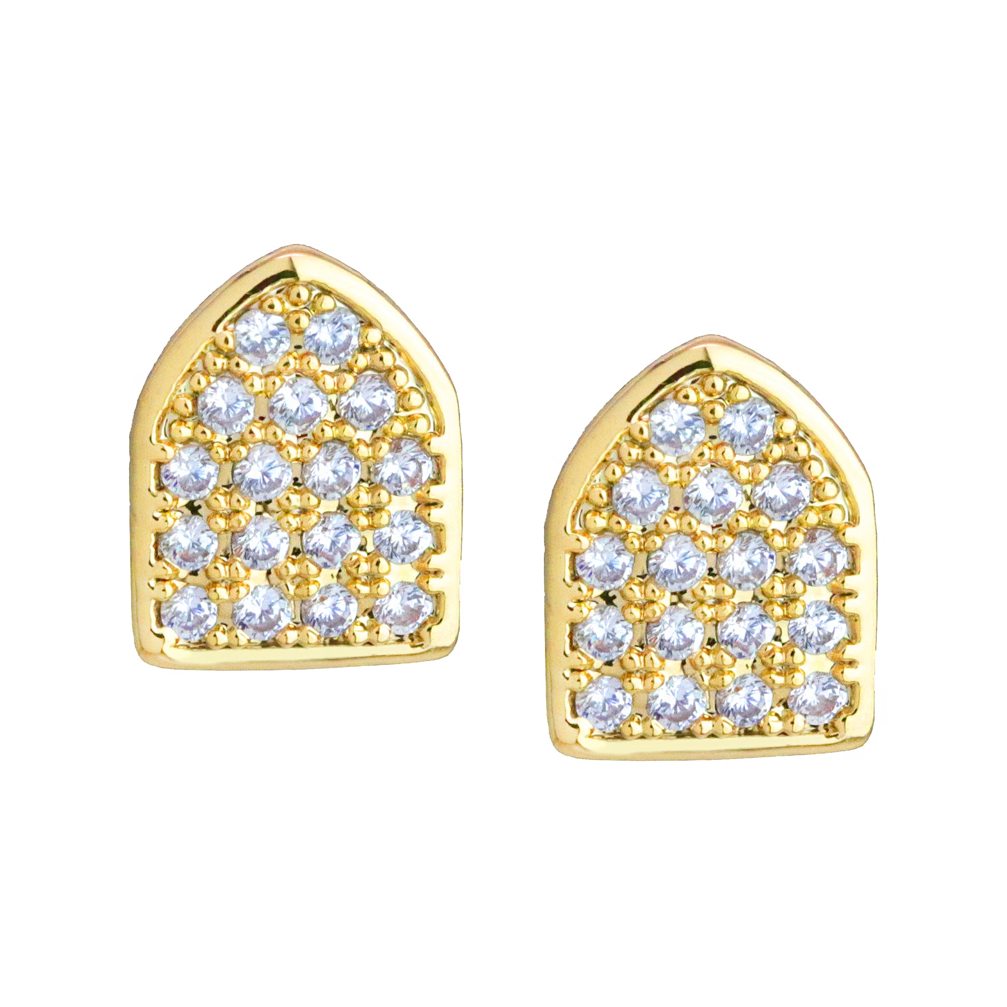 18k GOLD FULLY ICED TOP & SINGLE TOOTH BOTTOM GRILLZ AP