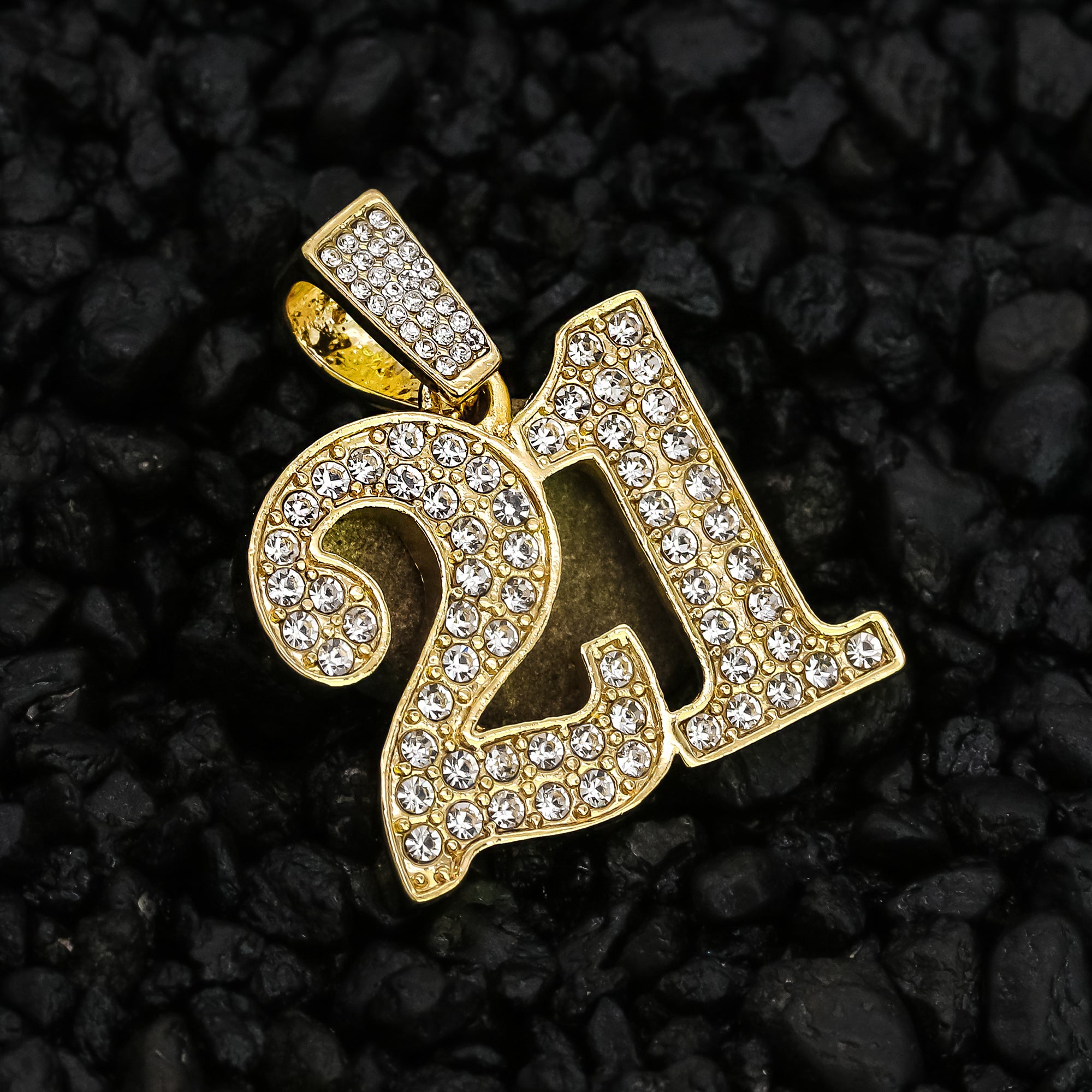 21 Pendant 24" Rope Chain Men's 18k Gold Plated Jewelry