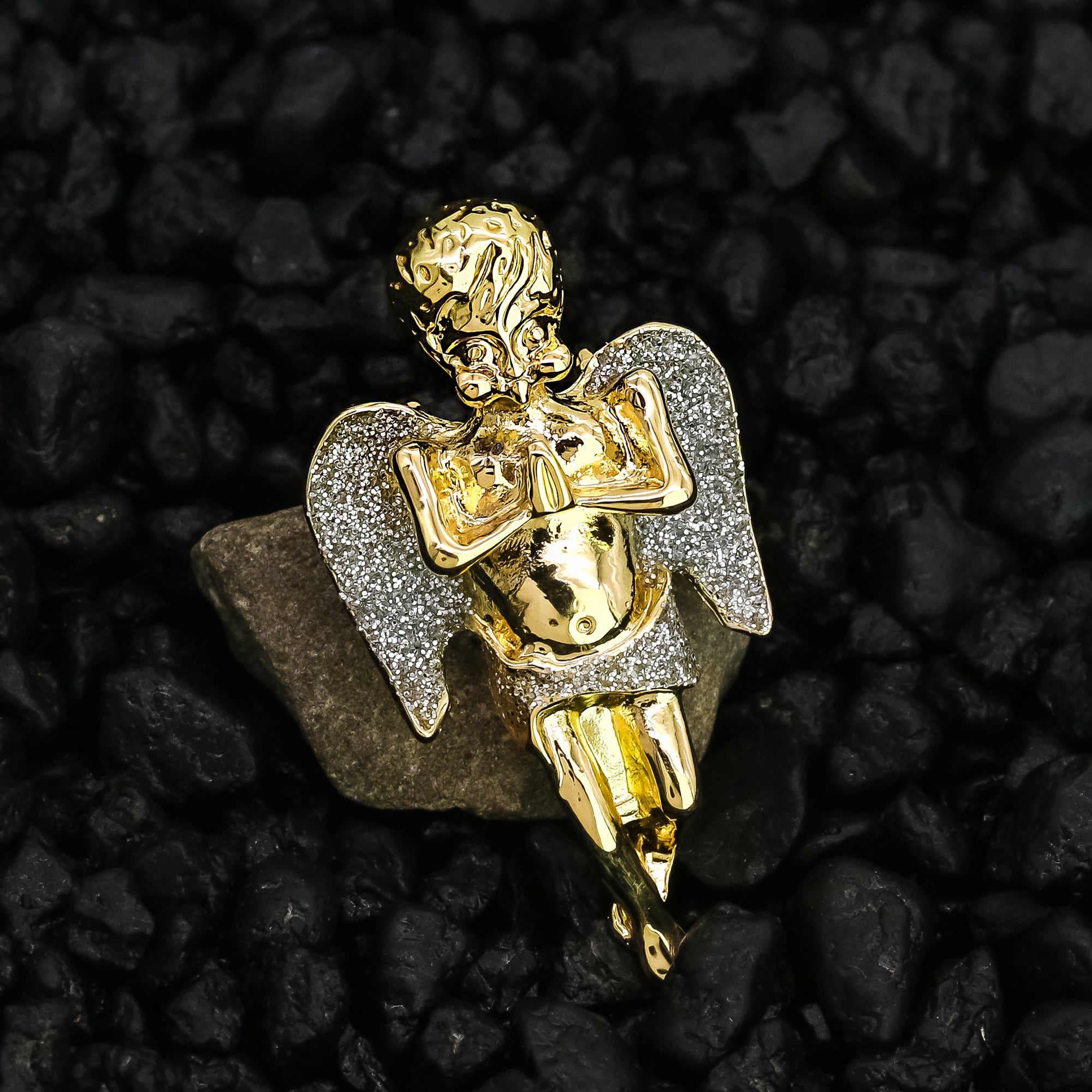 Silver Stardust Angel Pendant Rope Chain Men's Hip Hop 18k Cz Jewelry Necklace Choker