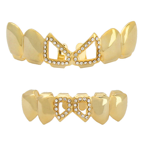 GRILLZ SET GOLD HOLLOW CZ2