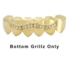GRILLZ SET GOLD 1 ROW WAVE CZ