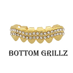 GRILLZ SET GOLD 2 ROW WAVE CZ