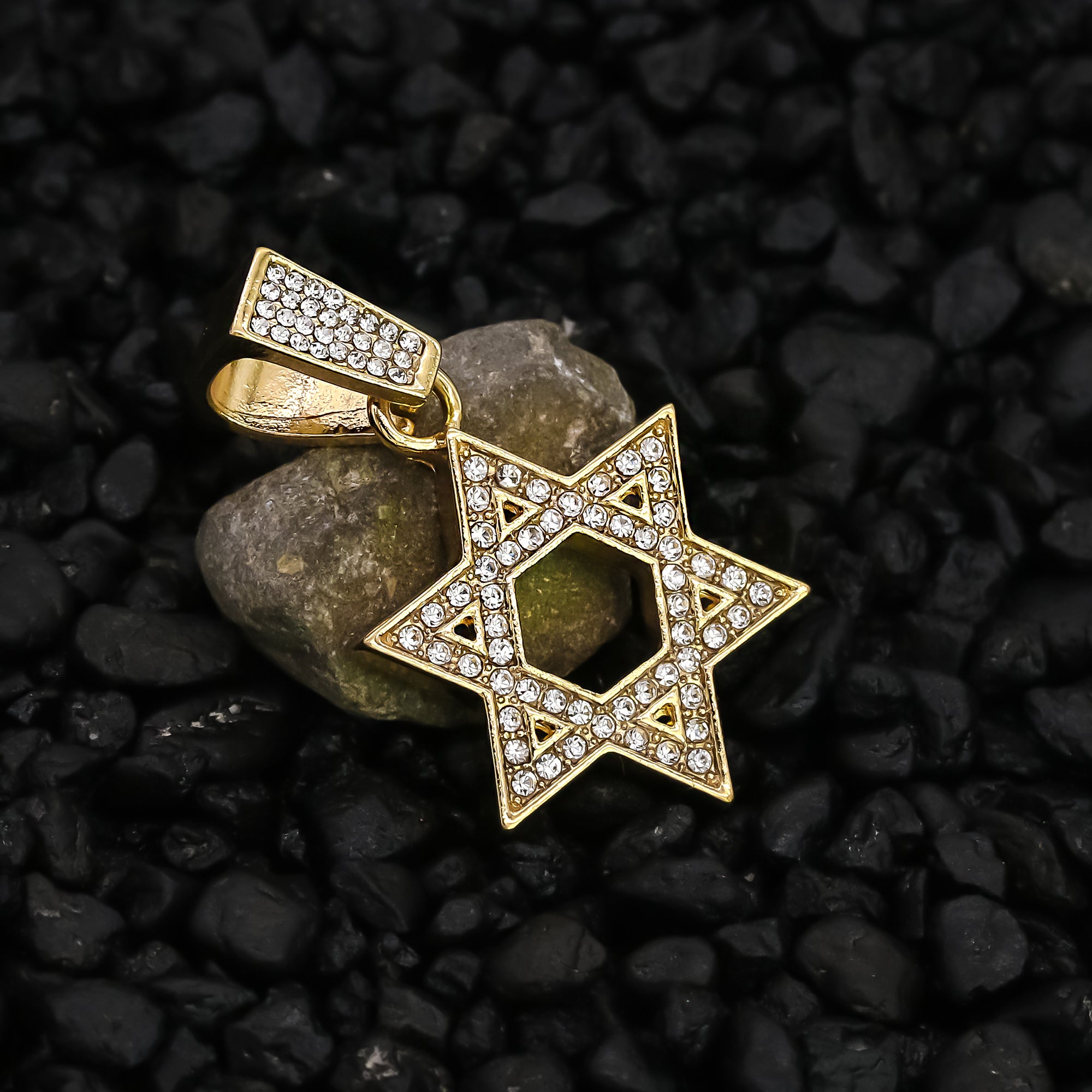 Star Of David Charm Pendant 24" Rope Chain Hip Hop 18k Jewelry Necklace