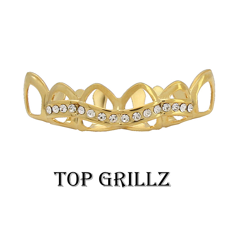 GRILLZ SET GOLD HOLLOW CZ