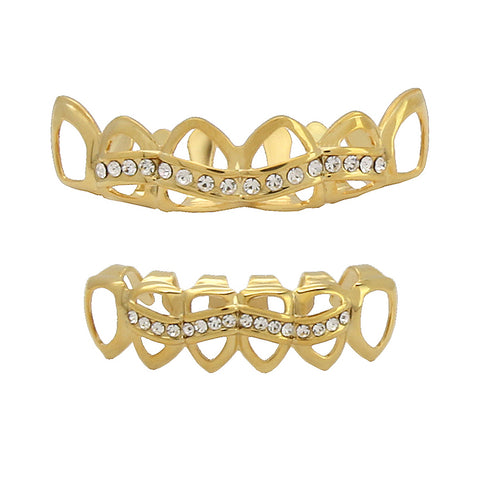 GRILLZ SET GOLD HOLLOW CZ