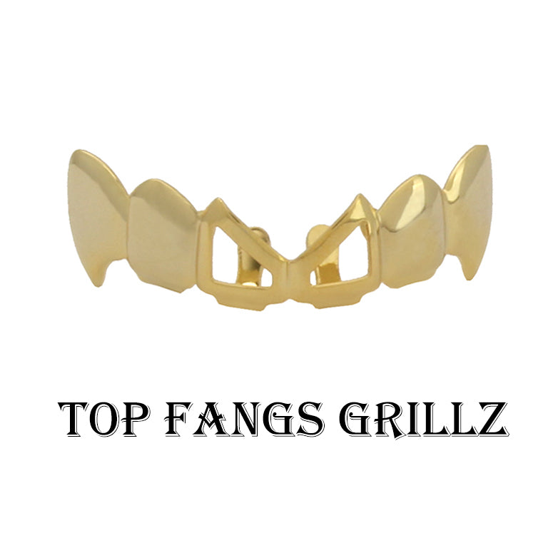 GRILLZ SET GOLD FRONT HOLLOW FANG