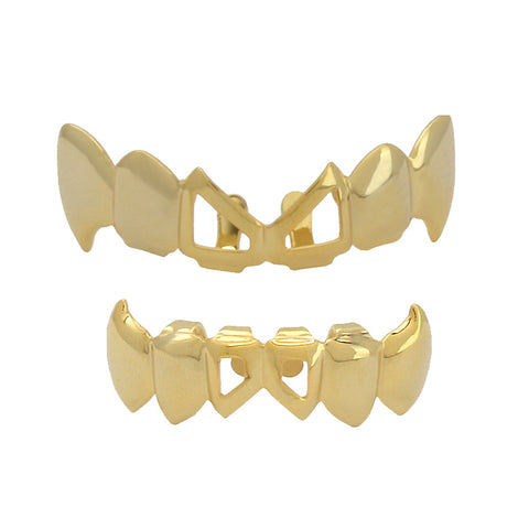 GRILLZ SET GOLD FRONT HOLLOW FANG