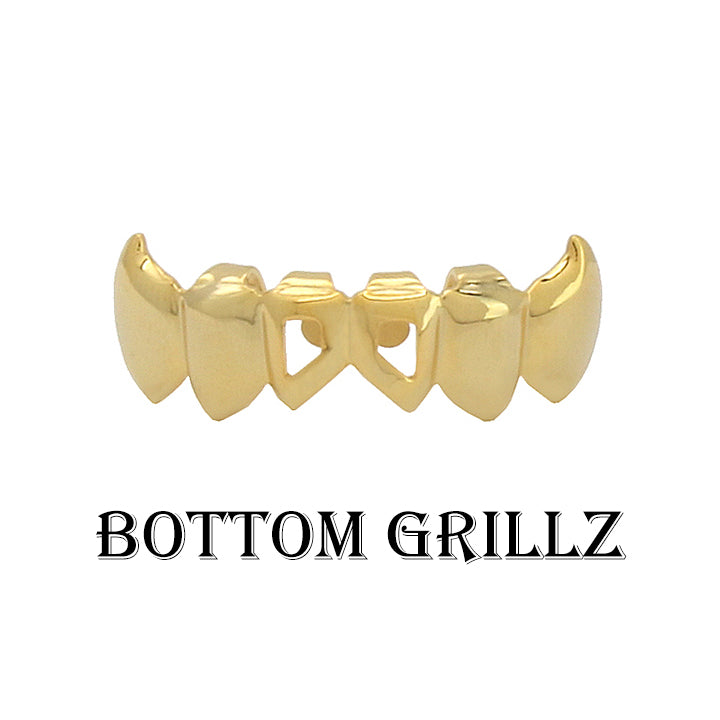 GRILLZ SET GOLD FRONT HOLLOW FANG