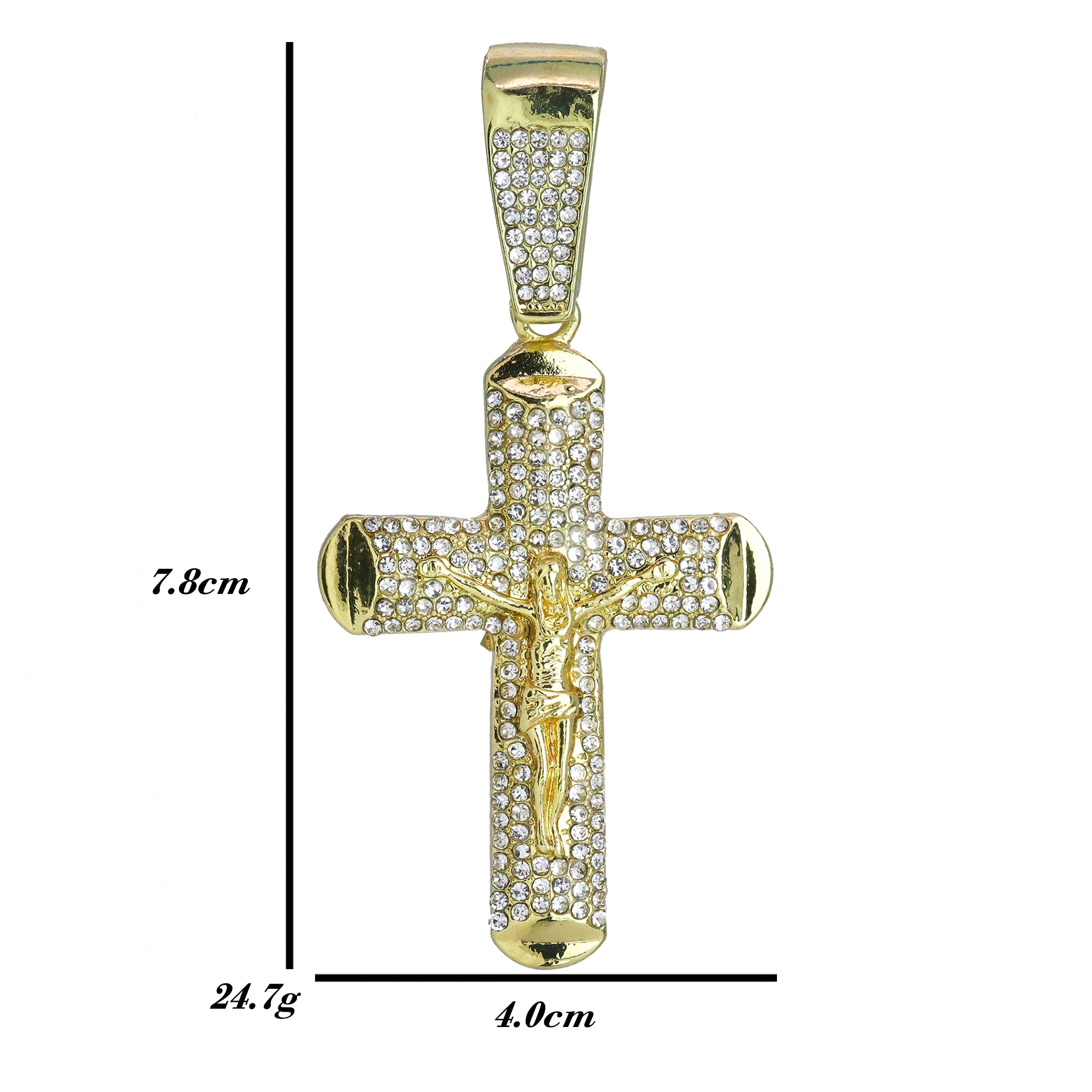 Hip Hop Iced Lab Diamond 18k Gold Plated 012 Jesus Cross Charm Pendant