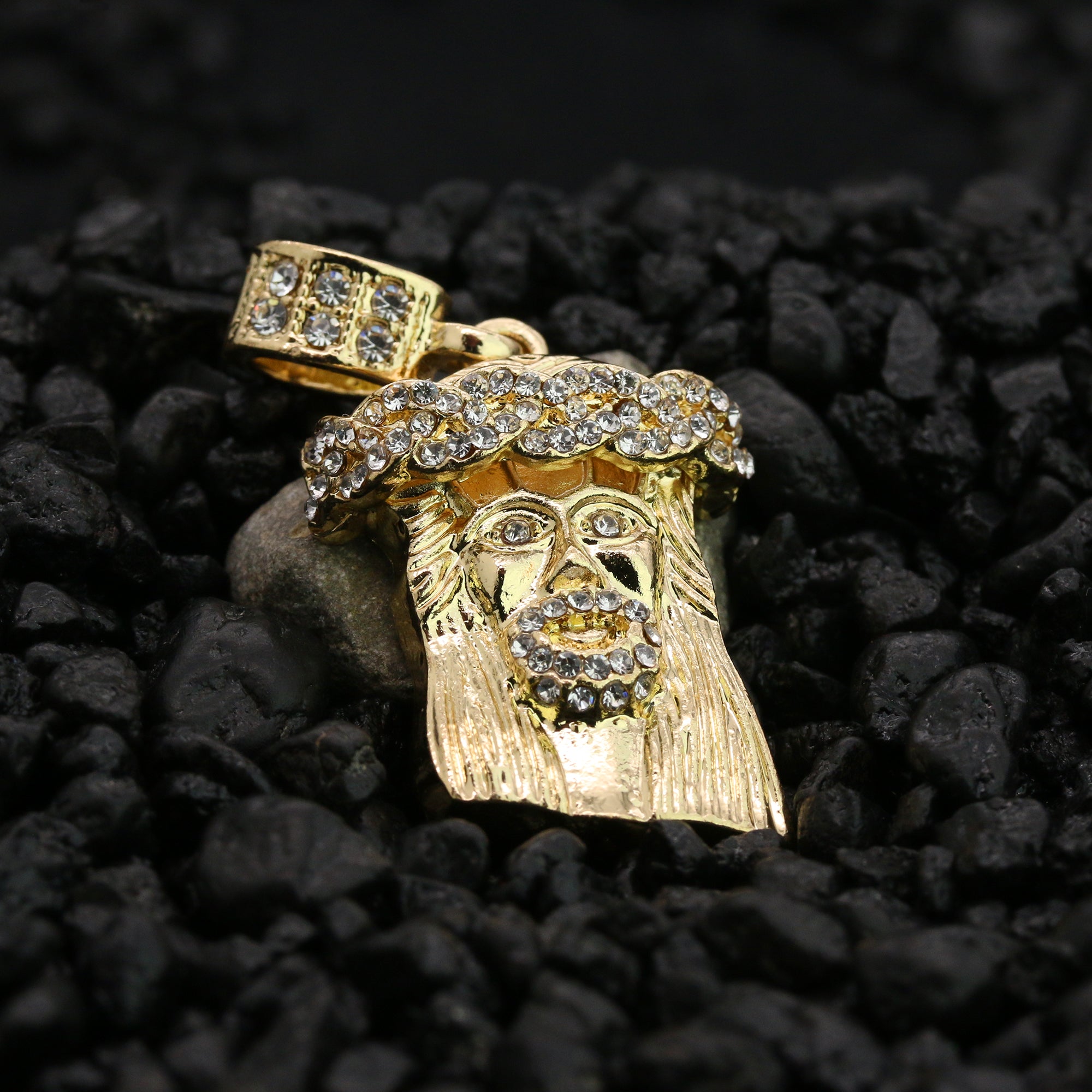 Micro Jesus Pendant 24" Rope Chain Men's 18k Gold Plated Jewelry