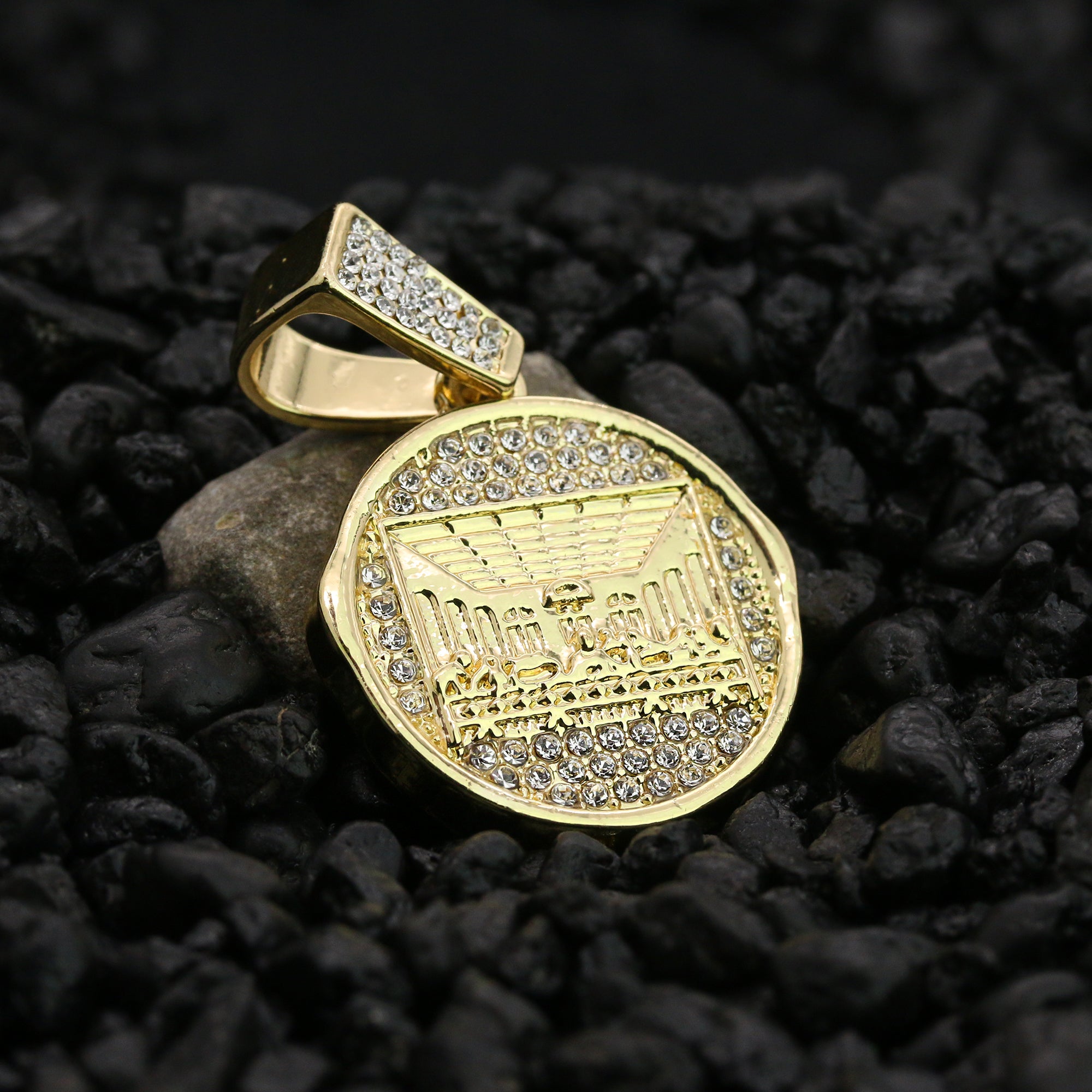 Last Supper Coin Pendant 24" Rope Chain Men's 18k Gold Plated Jewelry