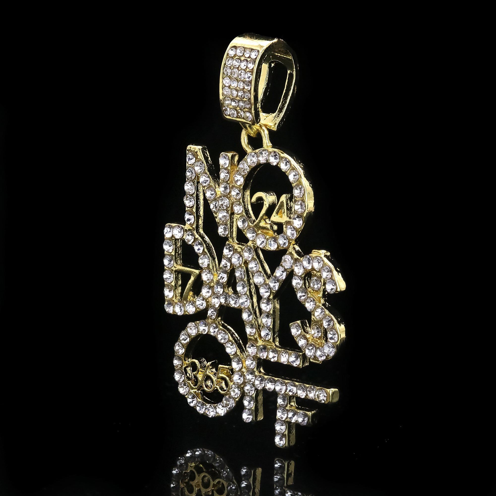 Hip Hop Iced Lab Diamond 18k Gold Plated No Days Off 24/7 365 Charm Pendant