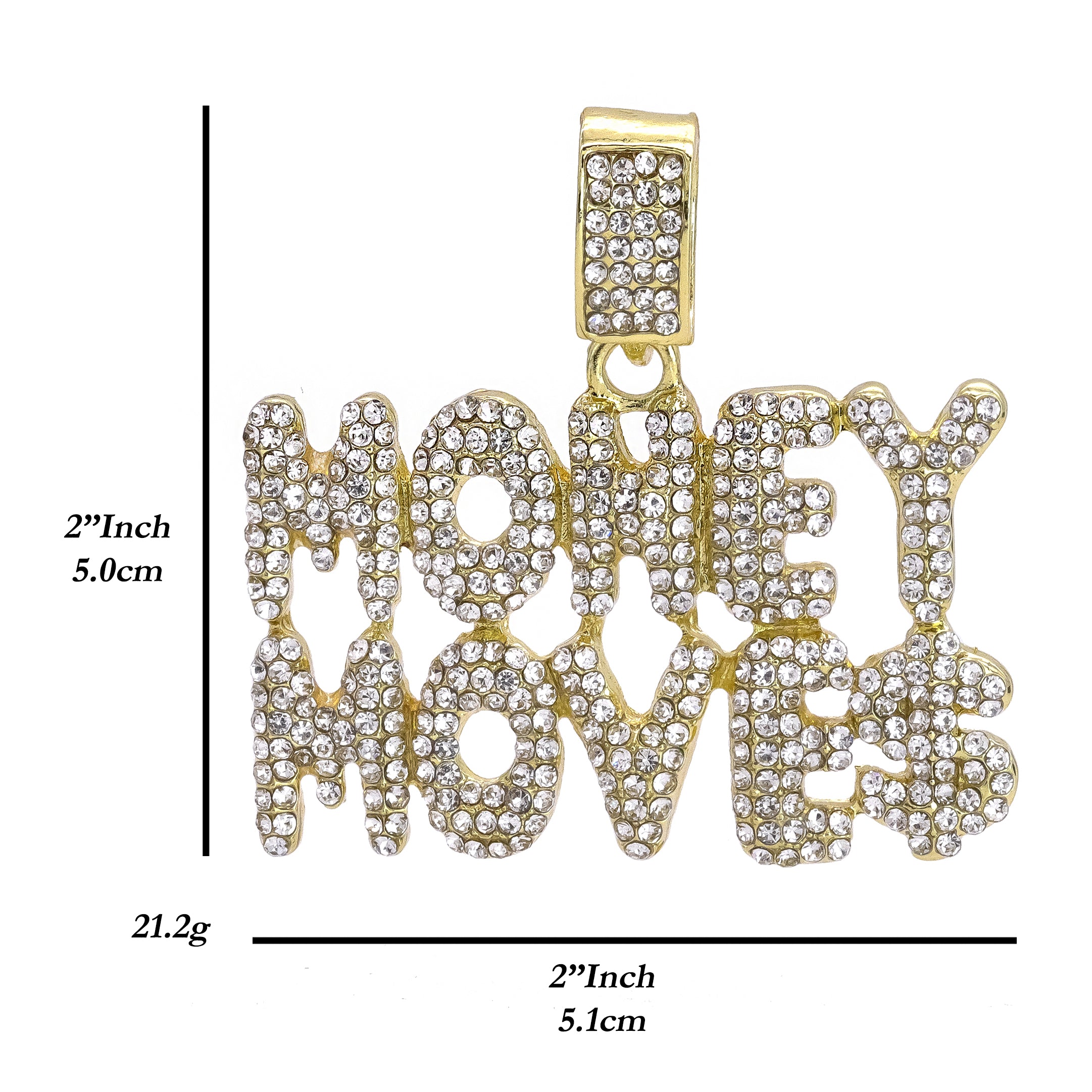 Copy of Hip Hop Iced Lab Diamond 18k Gold Plated Money Moves Charm Pendant