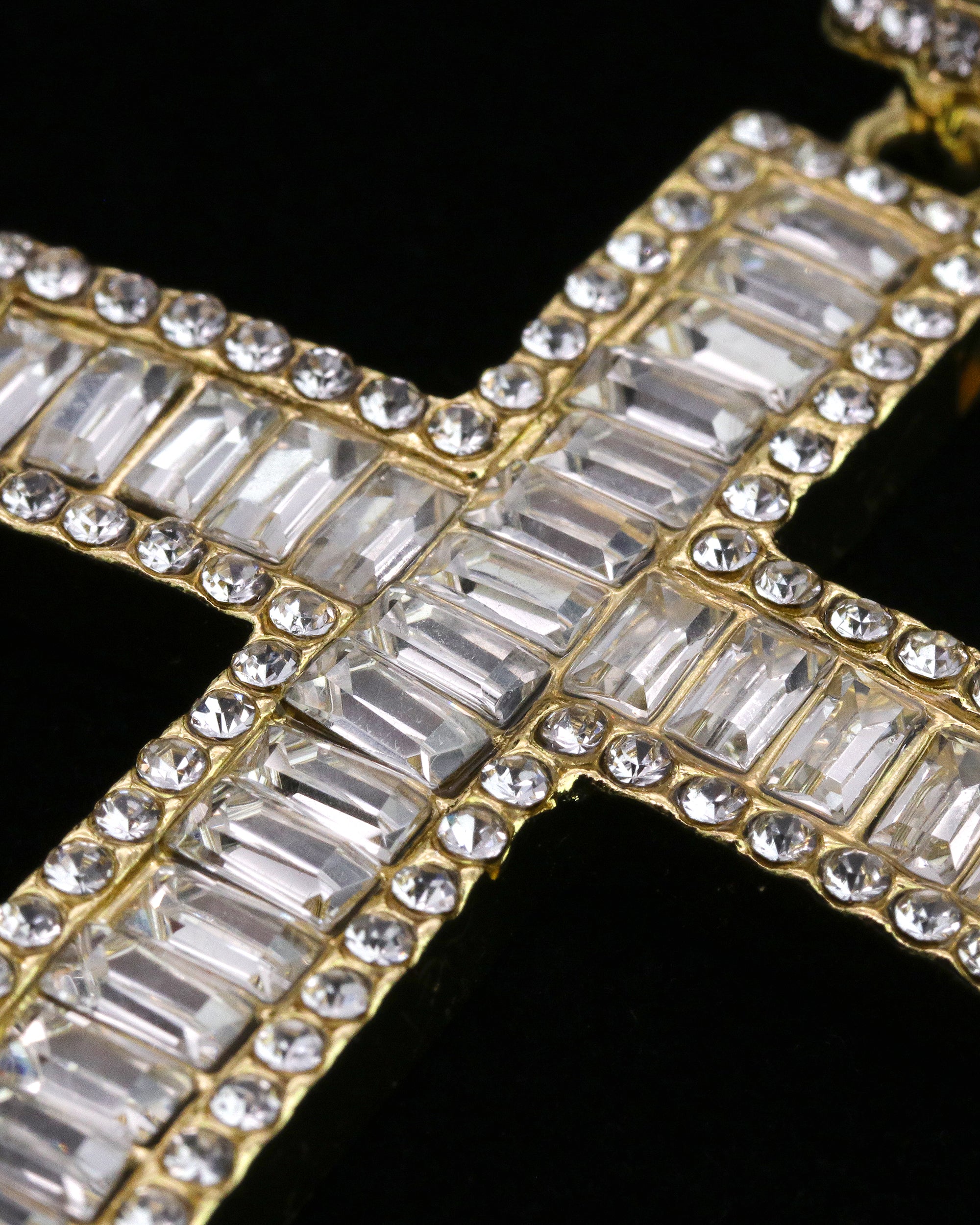 Hip Hop Iced Lab Diamond 18k Gold Plated Thick Baguette cross Charm Pendant