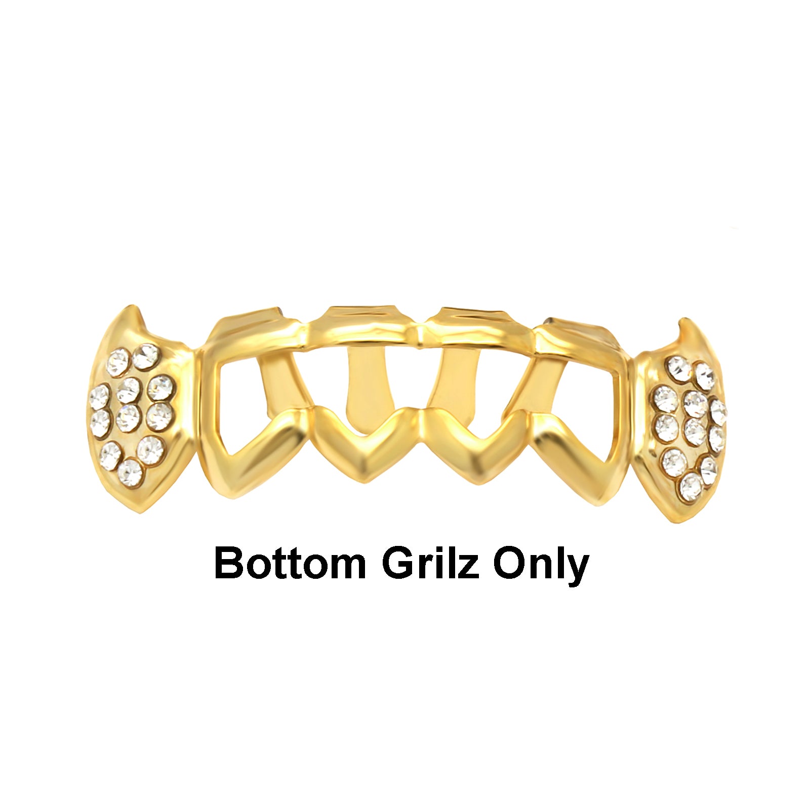 GRILLZ SET GOLD WAVE HOLLOW CZ FANG