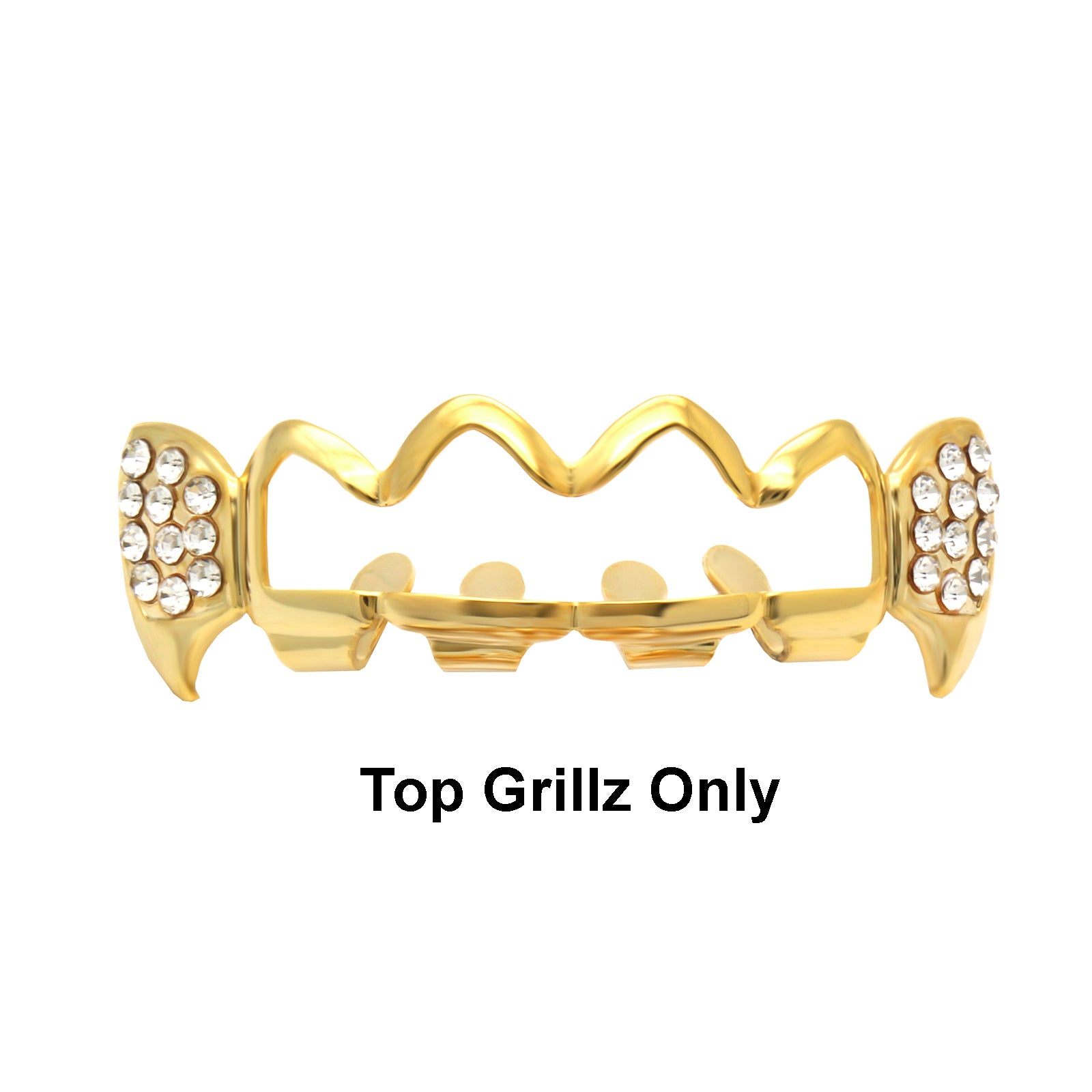 GRILLZ SET GOLD WAVE HOLLOW CZ FANG