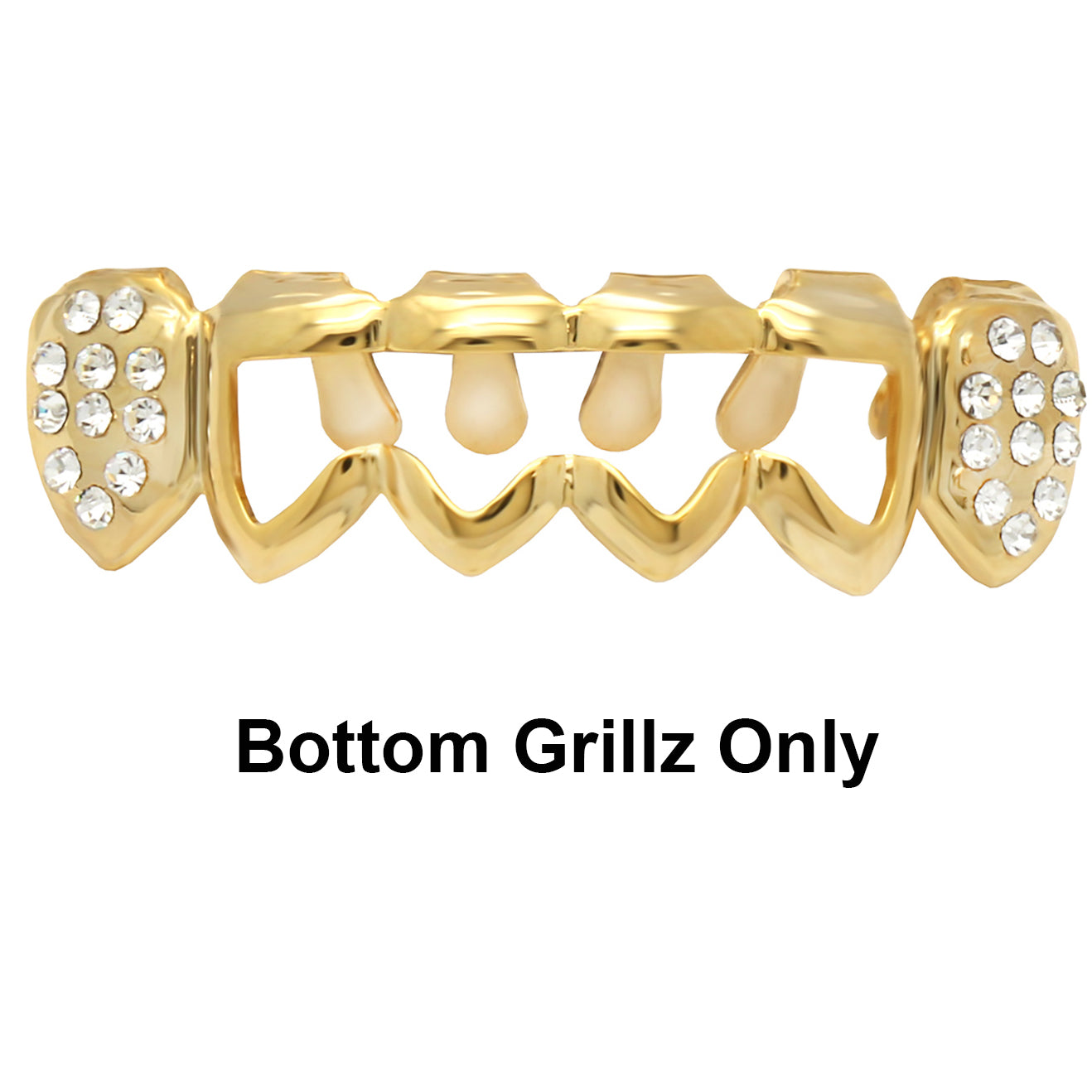 GRILLZ SET GOLD WAVE HOLLOW CZ
