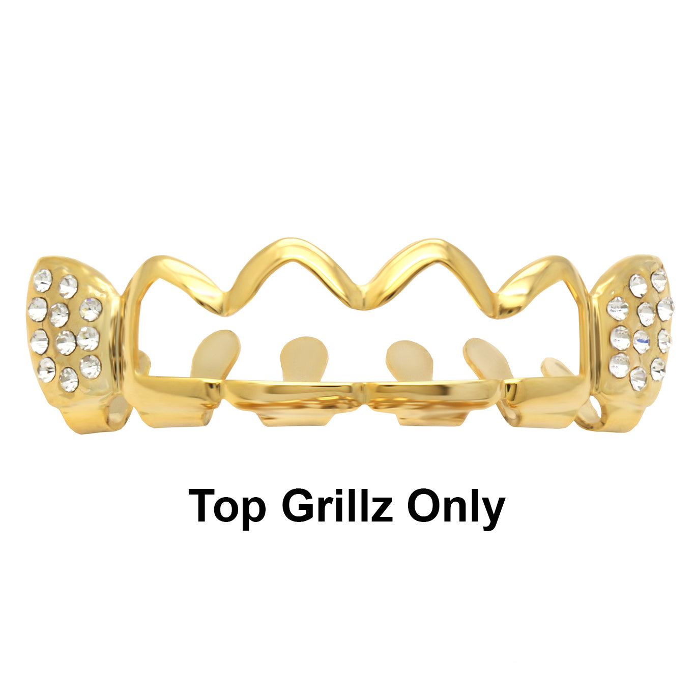 GRILLZ SET GOLD WAVE HOLLOW CZ