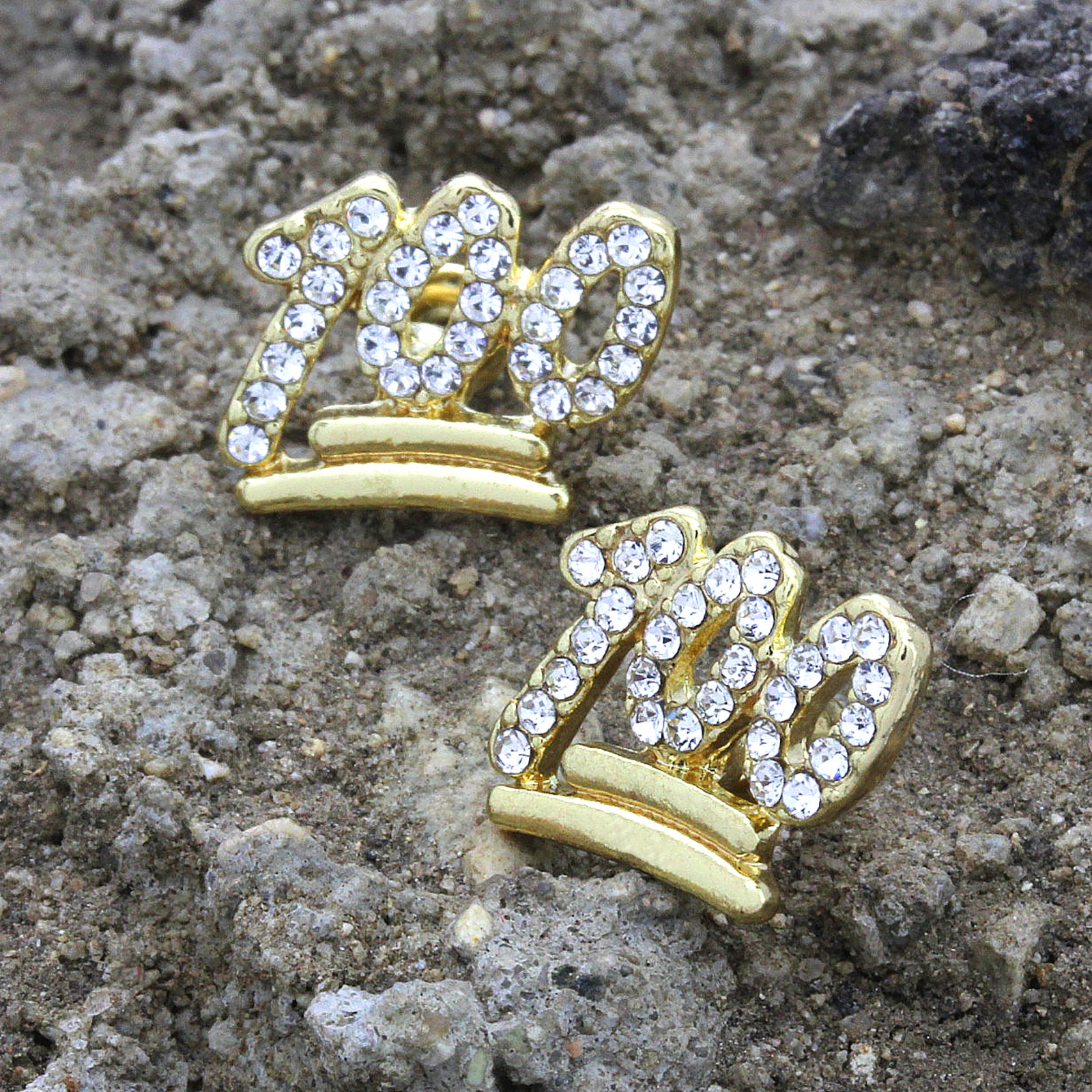 Cz Emoji 100 GOLD FILLED EARRINGS