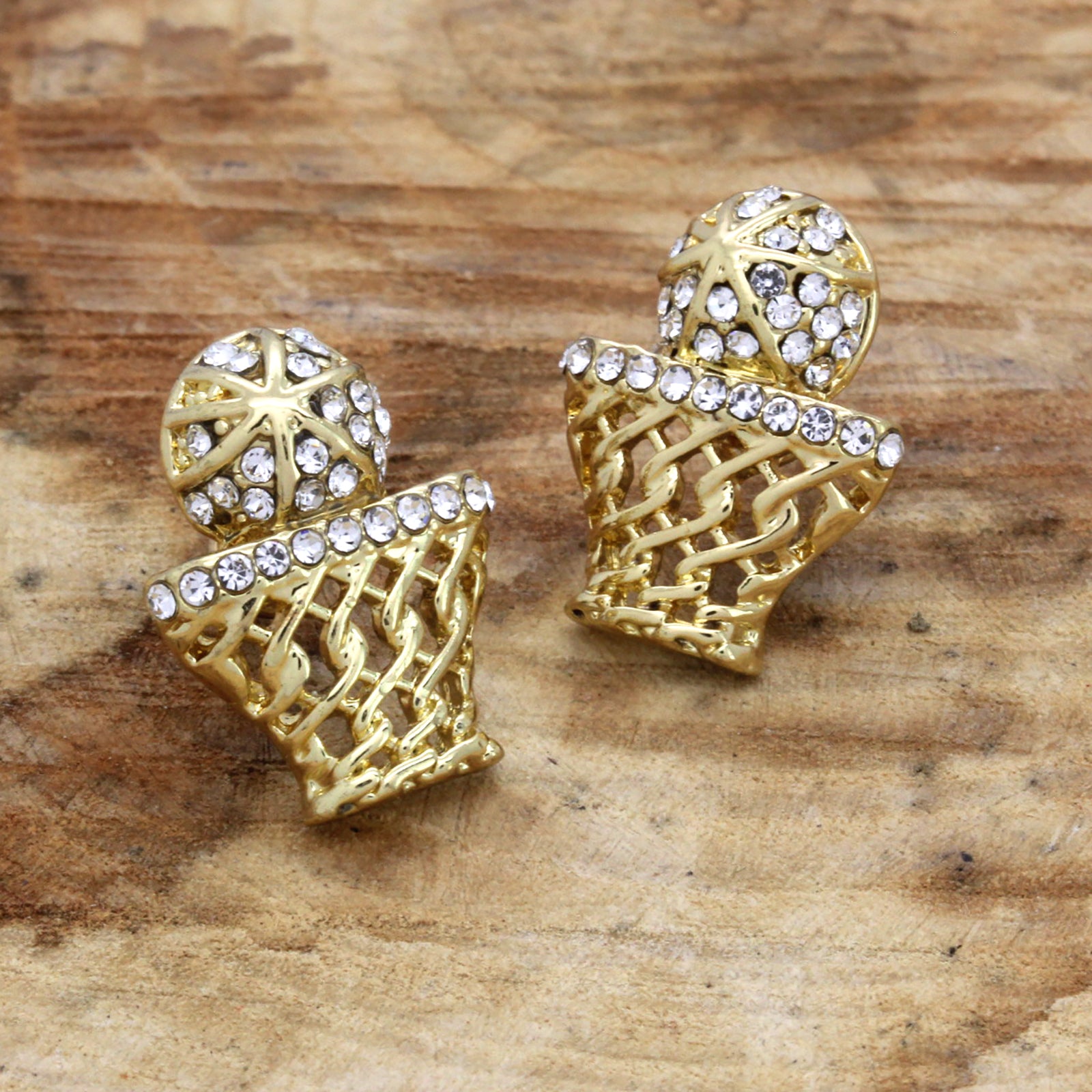 Cz BasketBall GOLD FILLED EARRINGS