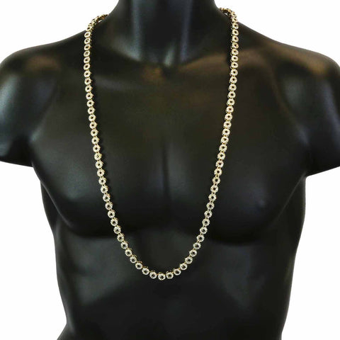 ICED OUT FLOWER GOLD BLACK CHAIN 36"