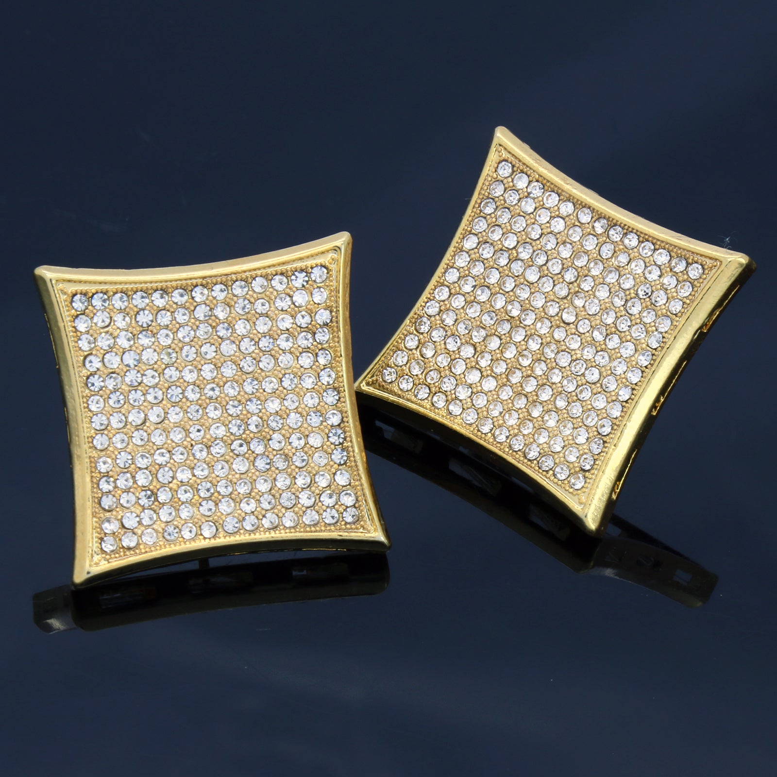 Screw Back Gold Cz 13 Row Kite