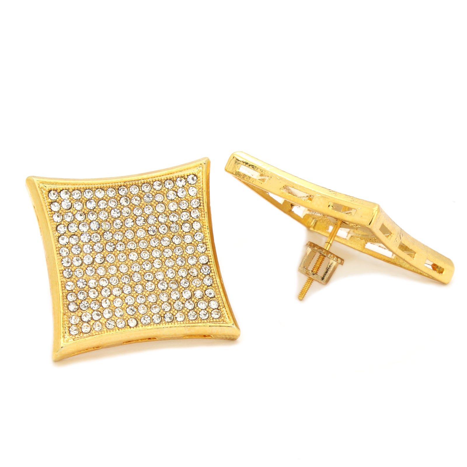 Screw Back Gold Cz 13 Row Kite