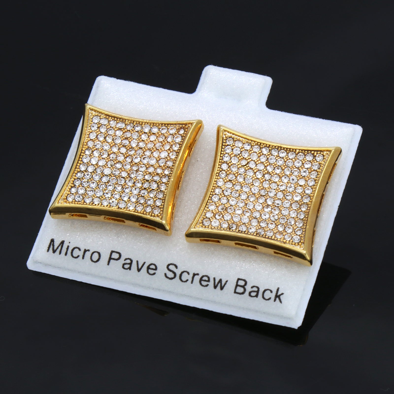 Screw Back Gold Cz 11 Row Kite